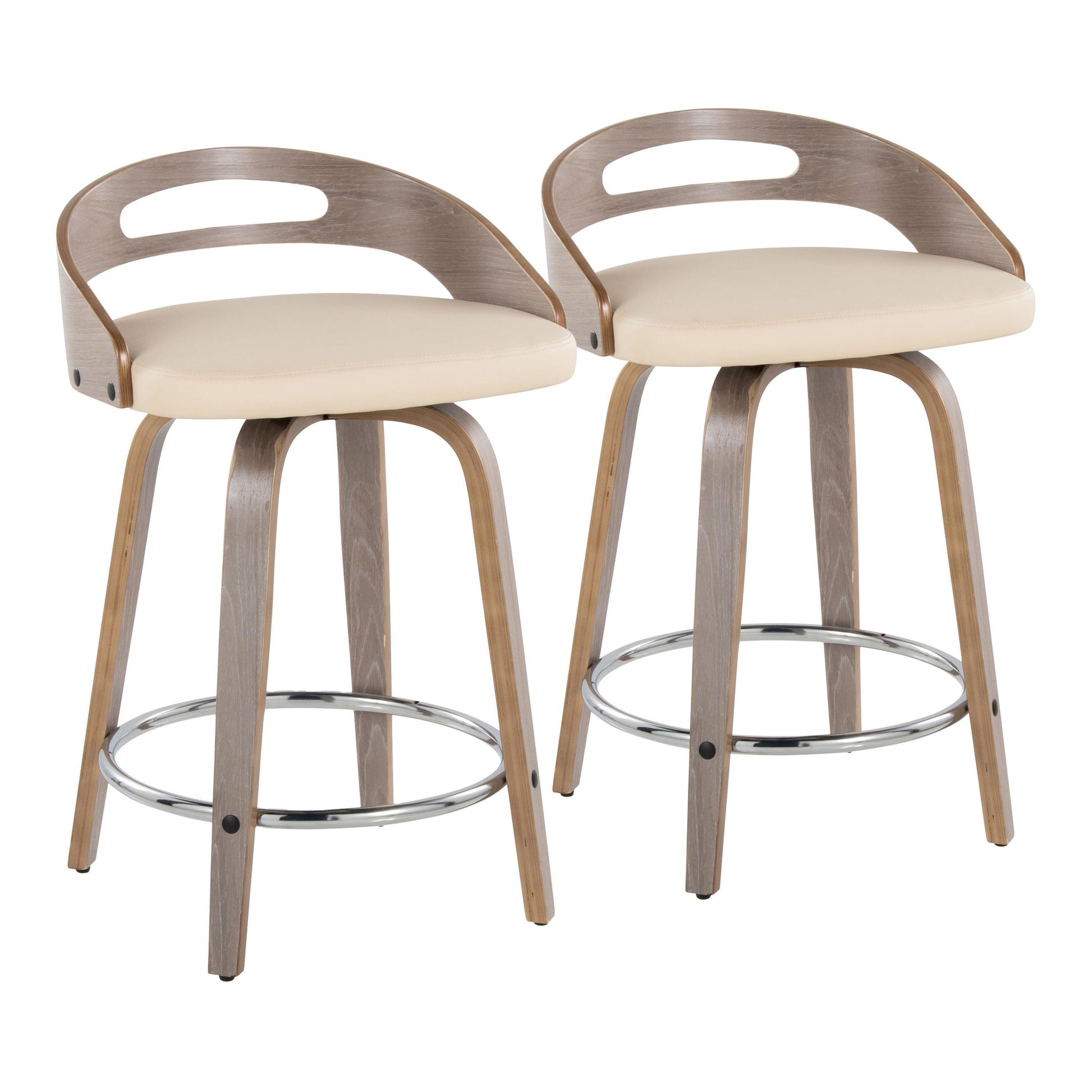 Cassis 24" Fixed-Height Counter Stool - Set of 2 By LumiSource - B24-CASSISPU-GRTZQ2 LGYLGYBK2 | Counter Stools | Modishstore - 15