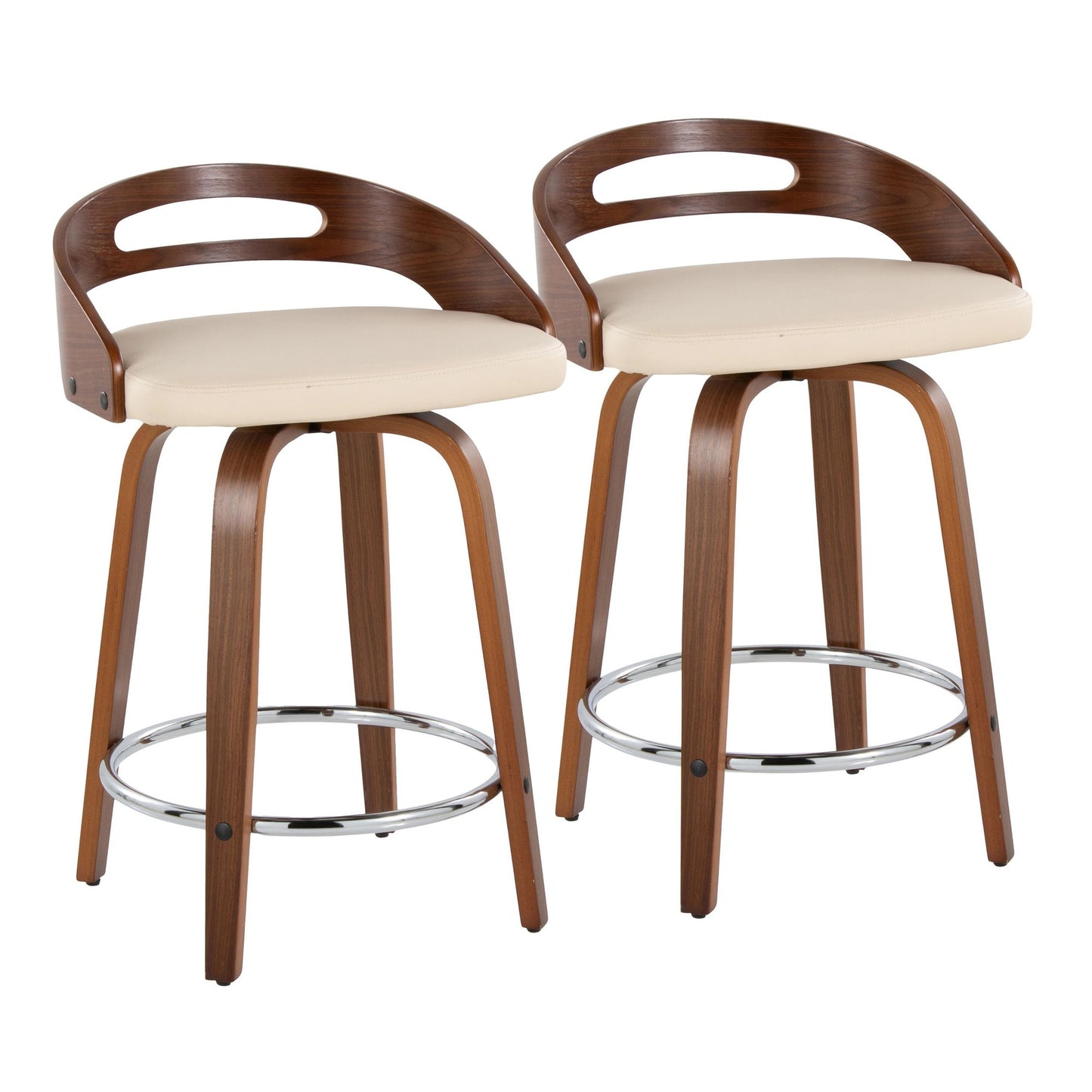 Cassis 24" Fixed-Height Counter Stool - Set of 2 By LumiSource - B24-CASSISPU-GRTZQ2 LGYLGYBK2 | Counter Stools | Modishstore - 35