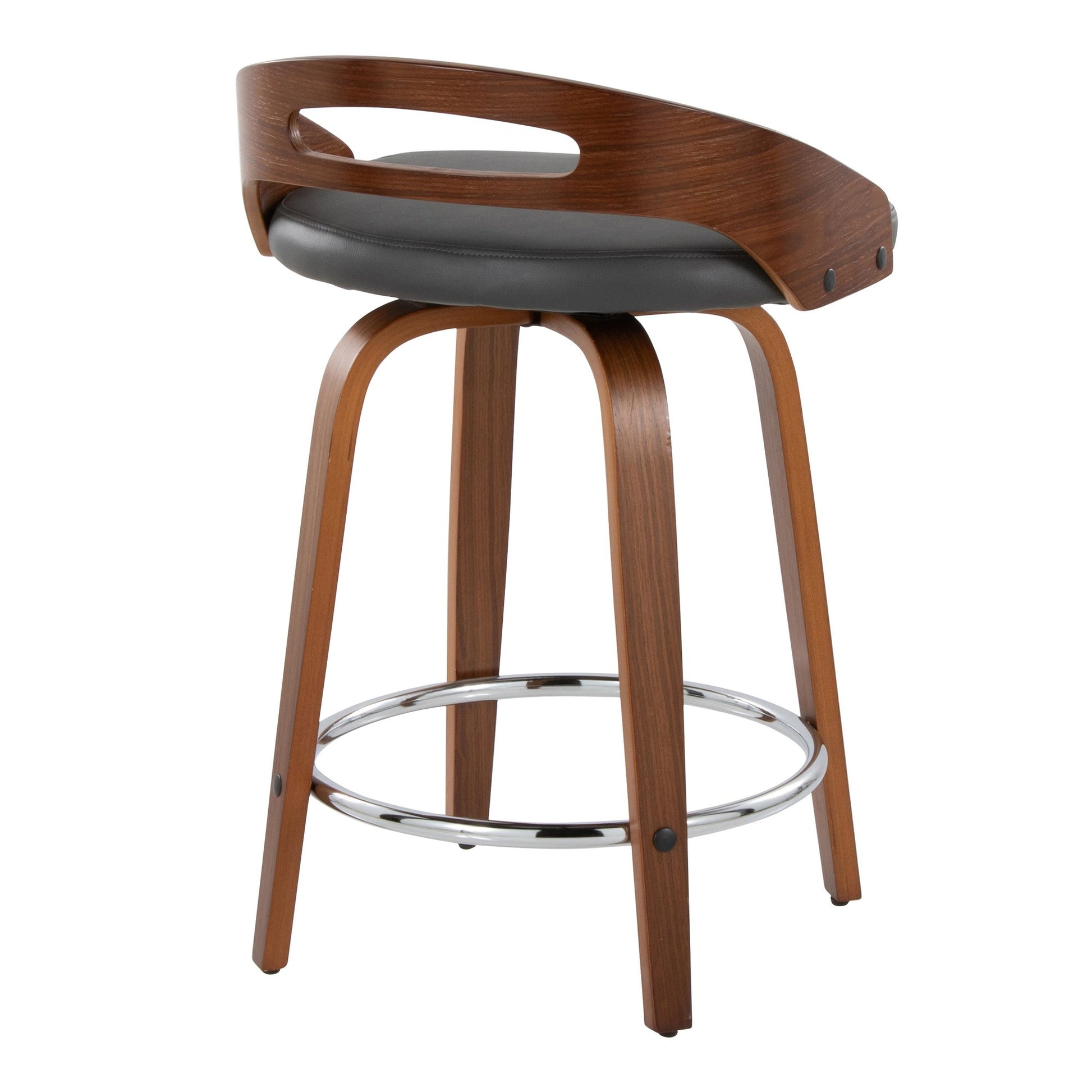 Cassis 24" Fixed-Height Counter Stool - Set of 2 By LumiSource - B24-CASSISPU-GRTZQ2 LGYLGYBK2 | Counter Stools | Modishstore - 48