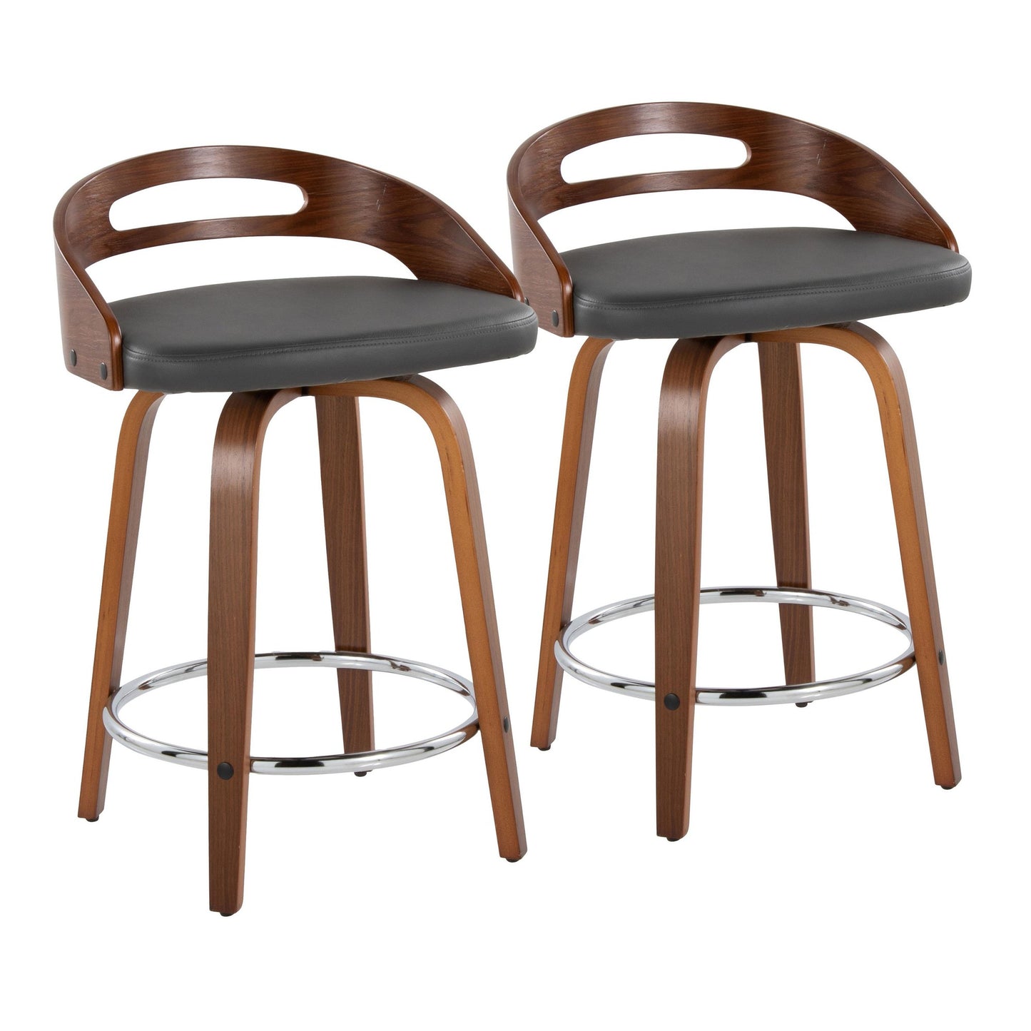 Cassis 24" Fixed-Height Counter Stool - Set of 2 By LumiSource - B24-CASSISPU-GRTZQ2 LGYLGYBK2 | Counter Stools | Modishstore - 45