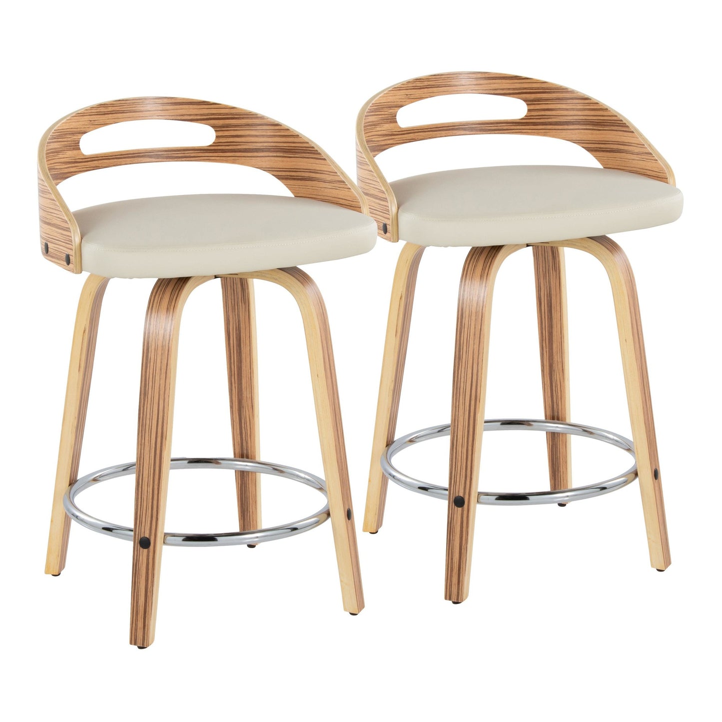 Cassis 24" Fixed-Height Counter Stool - Set of 2 By LumiSource - B24-CASSISPU-GRTZQ2 LGYLGYBK2 | Counter Stools | Modishstore - 55