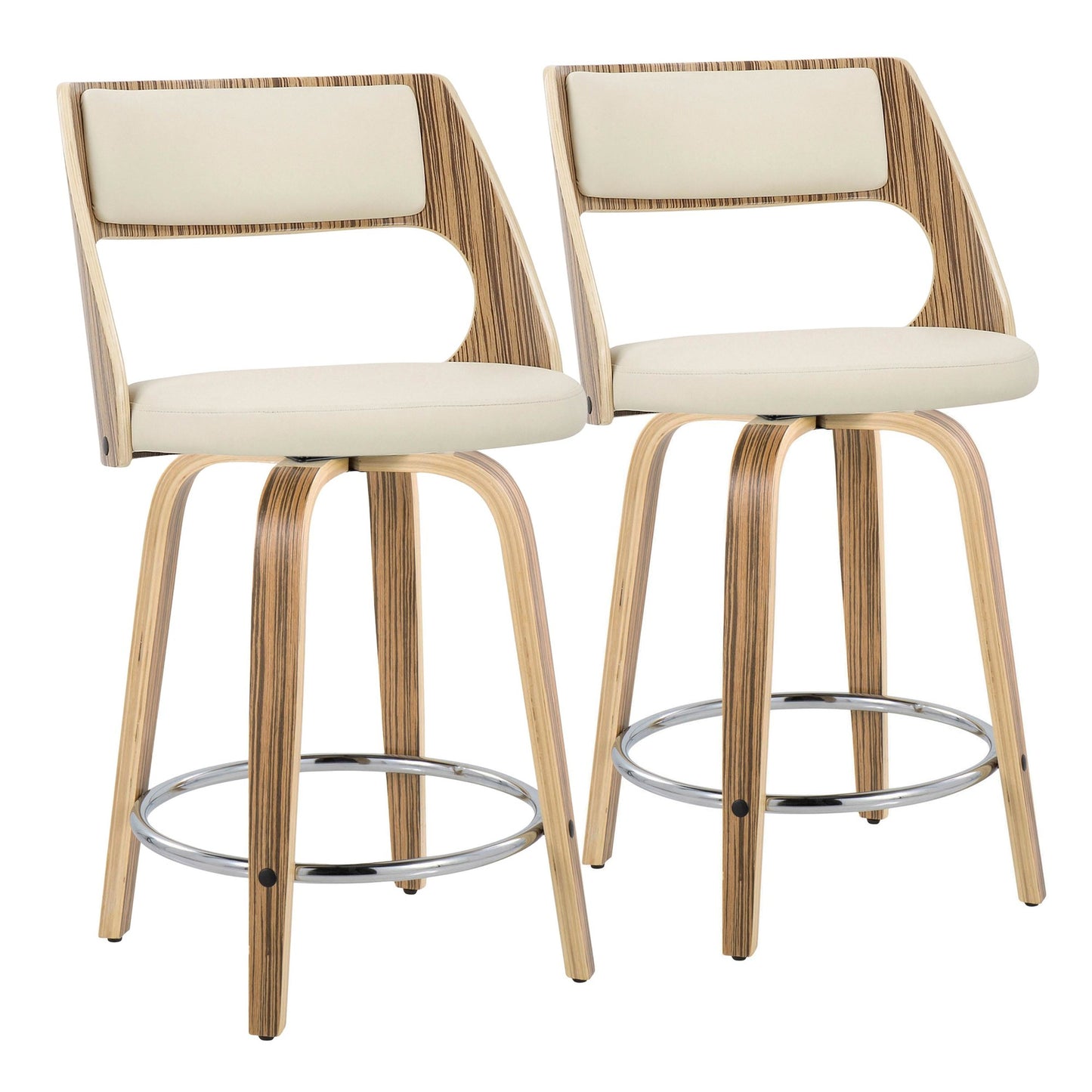 Cecina 24" Fixed-Height Counter Stool - Set of 2 By LumiSource - B24-CECINAPU-GRTZR2 WLWLGY2 | Counter Stools | Modishstore - 15