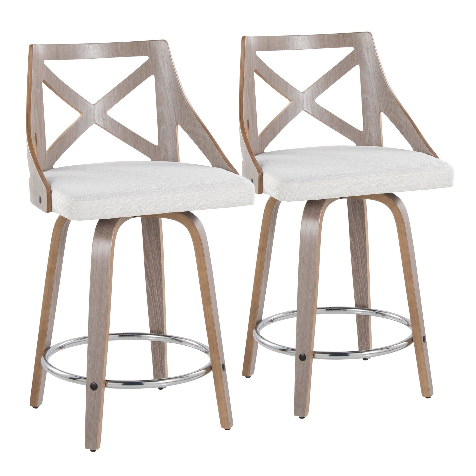 Charlotte 24" Fixed-Height Counter Stool - Set of 2 By LumiSource - B24-CHARLOTFB-GRTZR2 LGYLGYCR2 | Counter Stools | Modishstore - 5