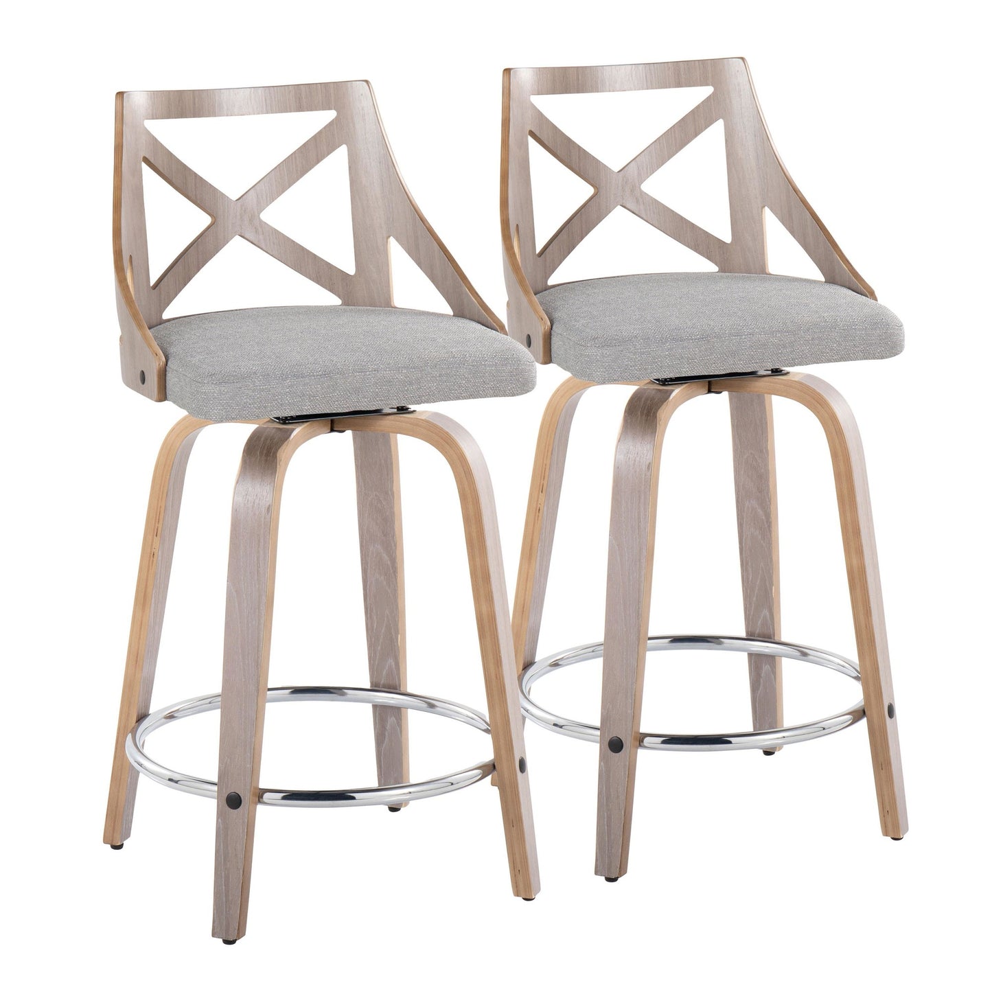 Charlotte 24" Fixed-Height Counter Stool - Set of 2 By LumiSource - B24-CHARLOTFB-GRTZR2 LGYLGYCR2 | Counter Stools | Modishstore - 14