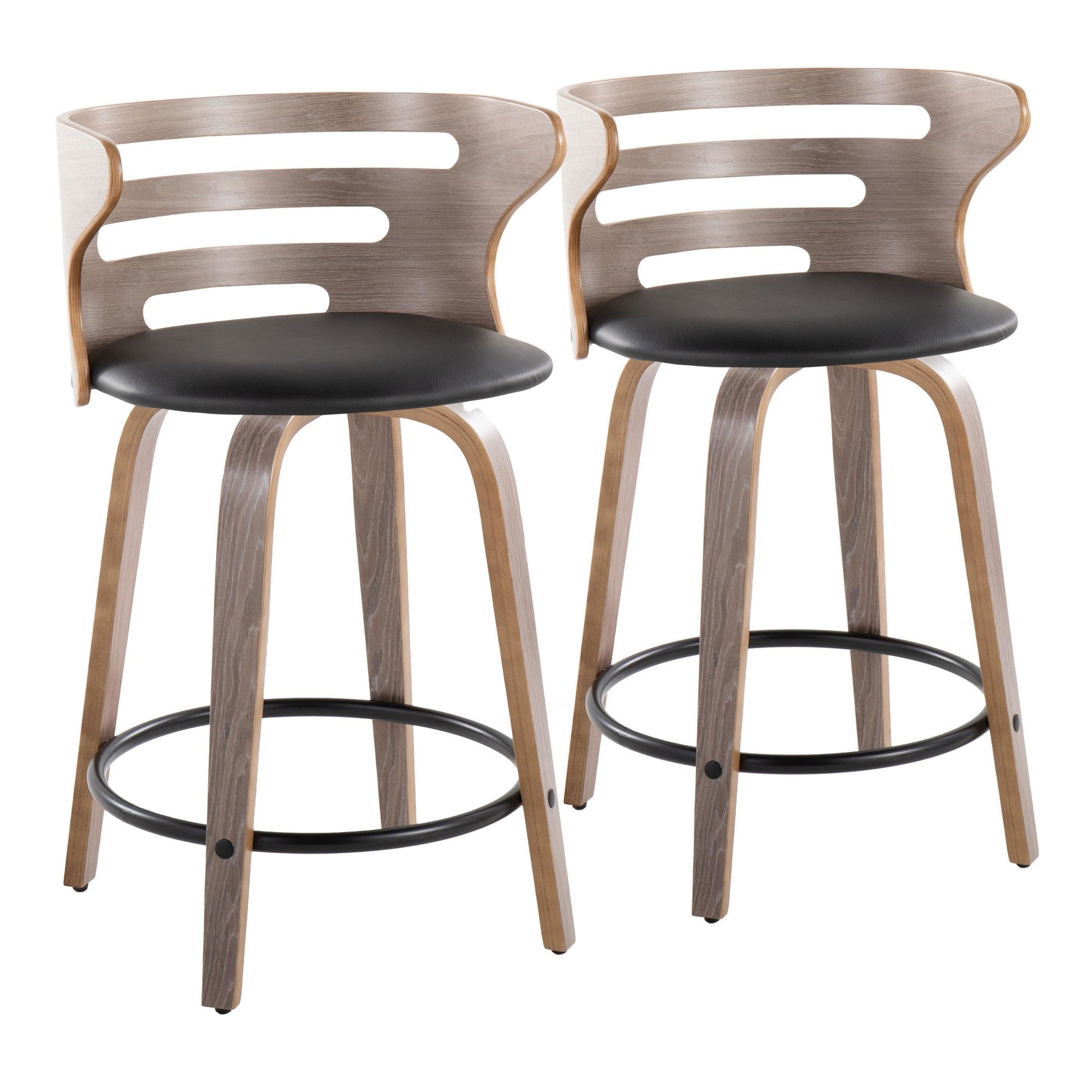 Cosini 24" Fixed-Height Counter Stool - Set of 2 By LumiSource - B24-COSIPU-GRTZQ2 LGYLGYBK2 | Counter Stools | Modishstore - 5