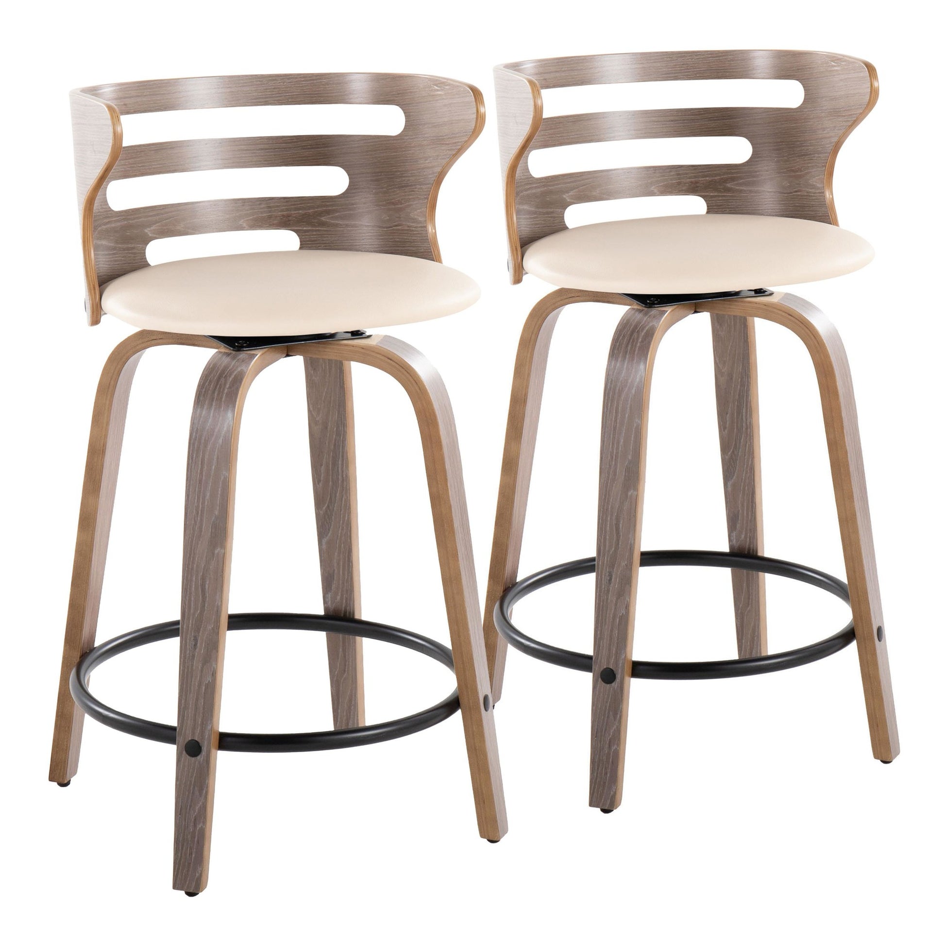 Cosini 24" Fixed-Height Counter Stool - Set of 2 By LumiSource - B24-COSIPU-GRTZQ2 LGYLGYBK2 | Counter Stools | Modishstore - 15