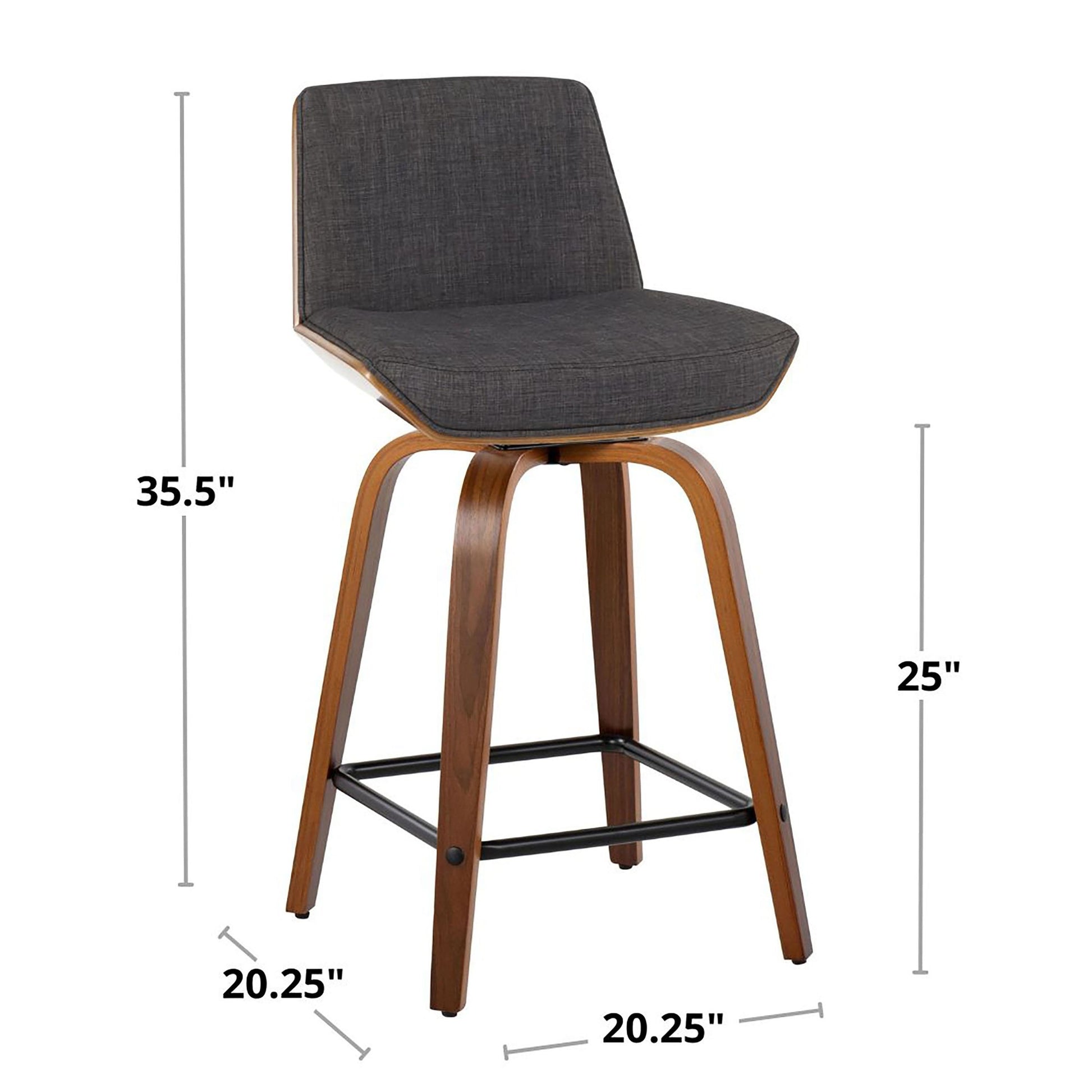 Corazza 24" Fixed-Height Counter Stool - Set of 2 By LumiSource - B24-CRZZFB-GRTZS2 WLWLCHAR2 | Counter Stools | Modishstore - 30