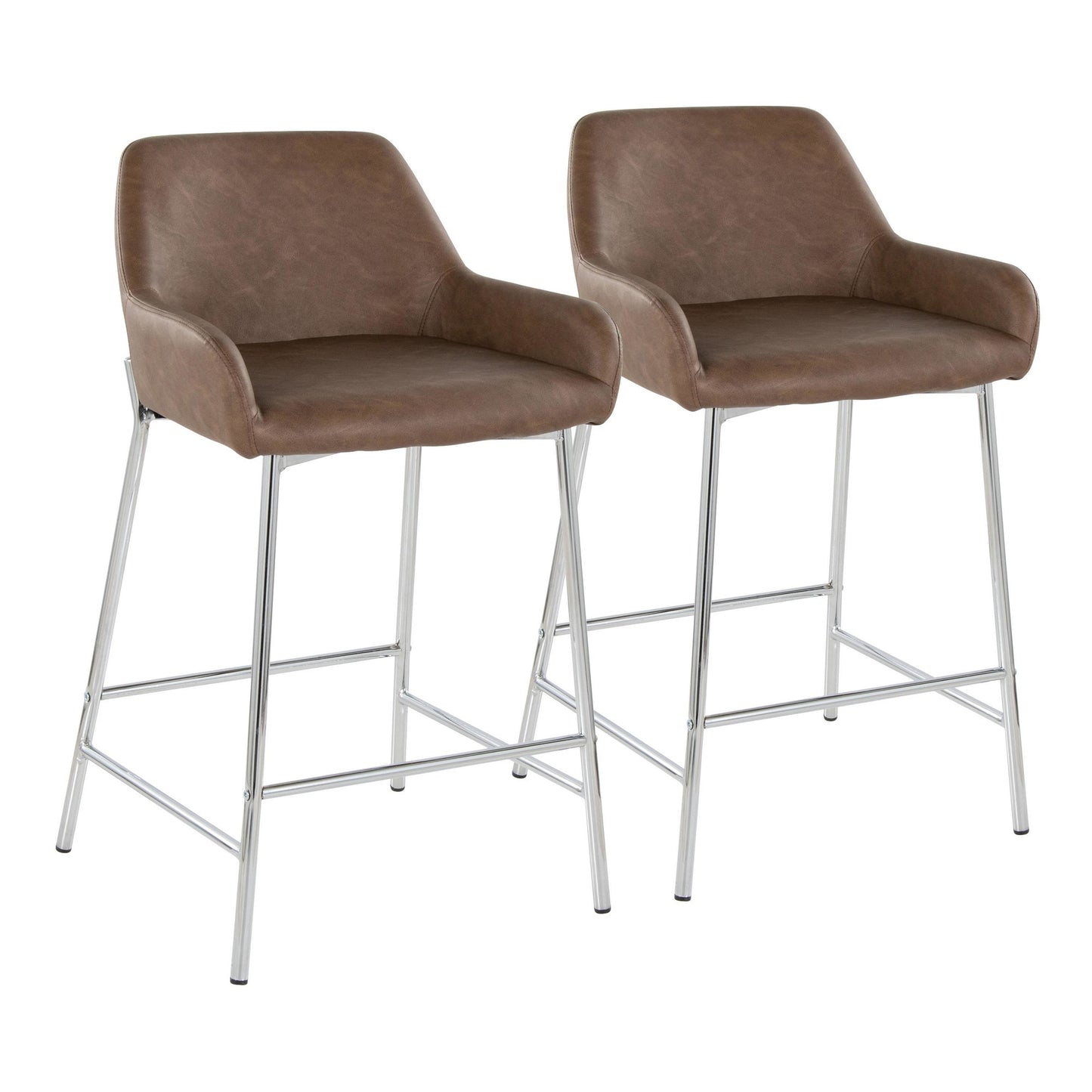 Daniella 24" Fixed-Height Counter Stool - Set of 2 By LumiSource - B24-DNLAPU2 CHRE2 | Counter Stools | Modishstore - 3