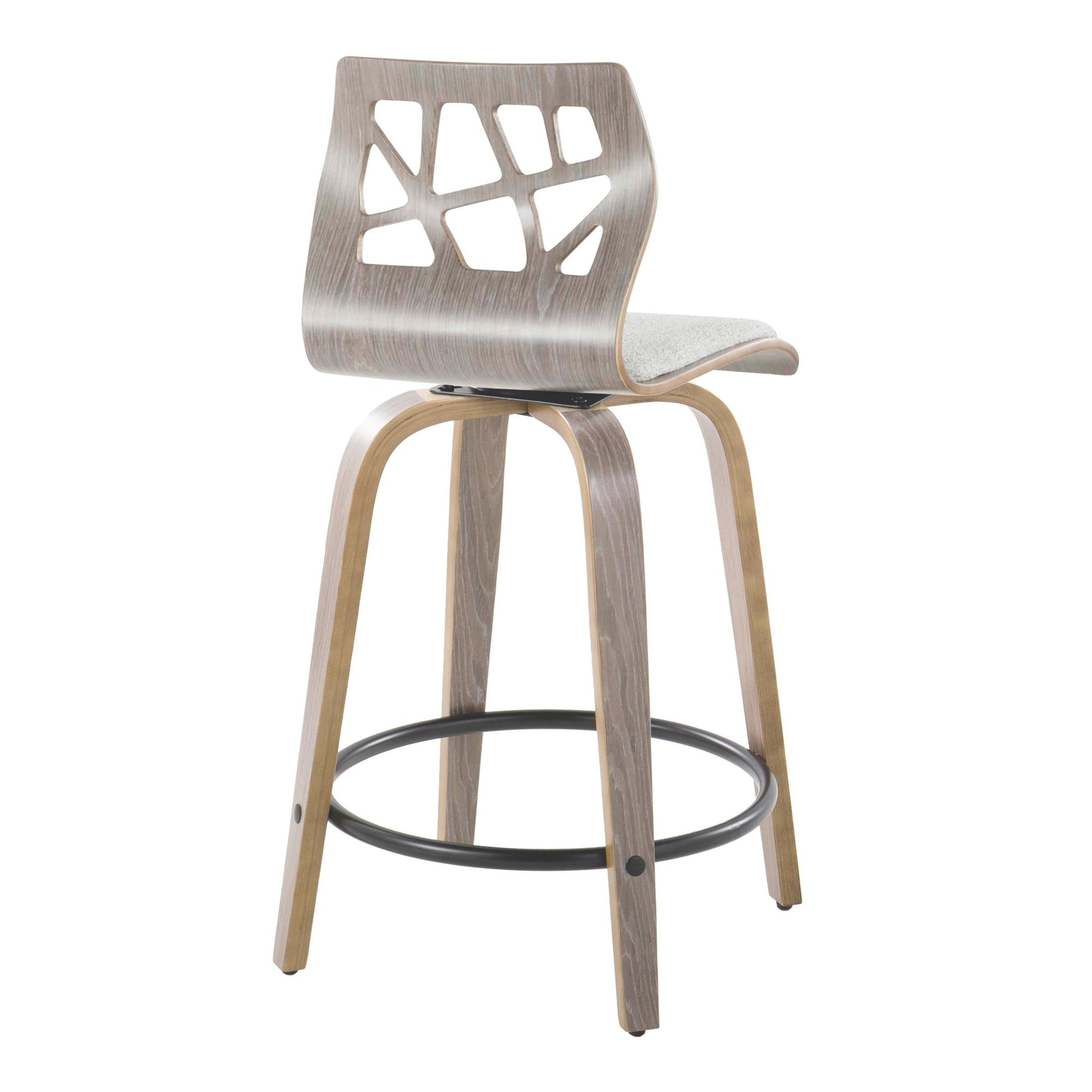 Folia 24" Fixed-Height Barstool - Set of 2 By LumiSource - B24-FOLIAFB-GRTZQ2 LGYLGYLGY2 | Bar Stools | Modishstore - 8