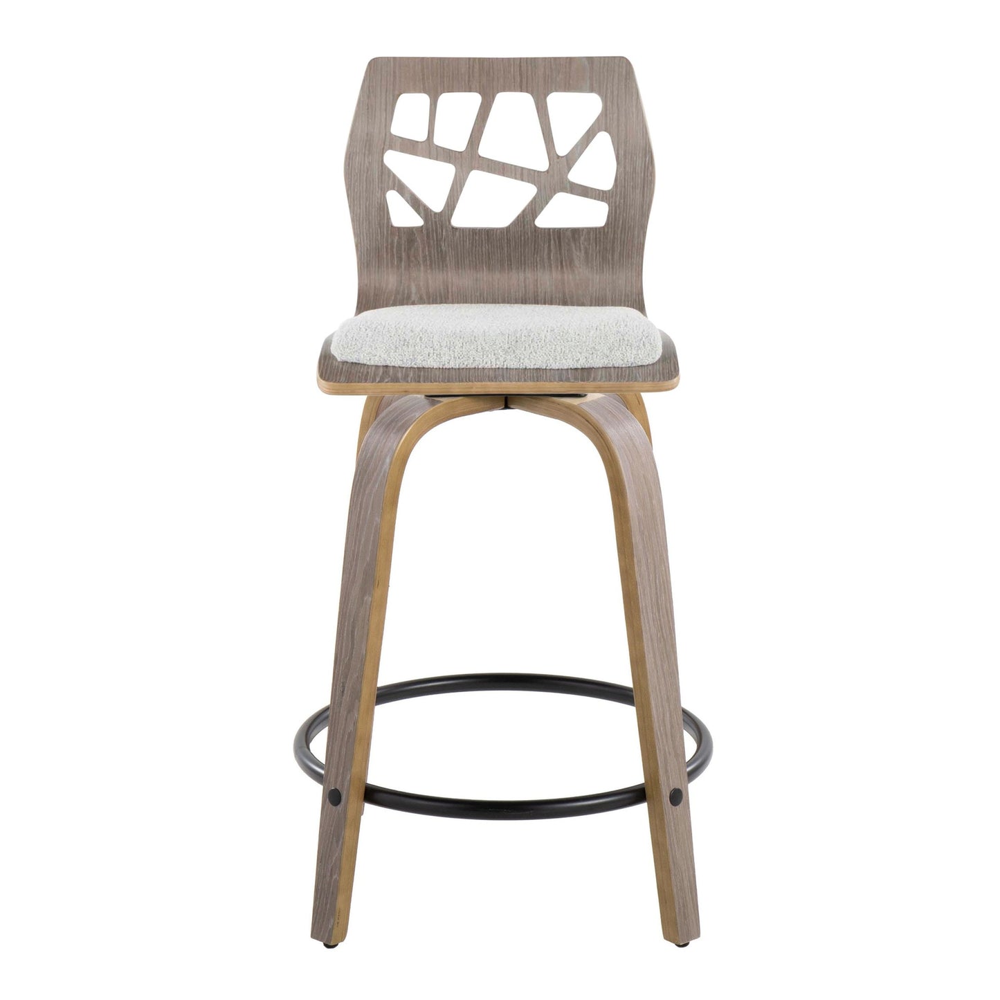 Folia 24" Fixed-Height Barstool - Set of 2 By LumiSource - B24-FOLIAFB-GRTZQ2 LGYLGYLGY2 | Bar Stools | Modishstore - 9