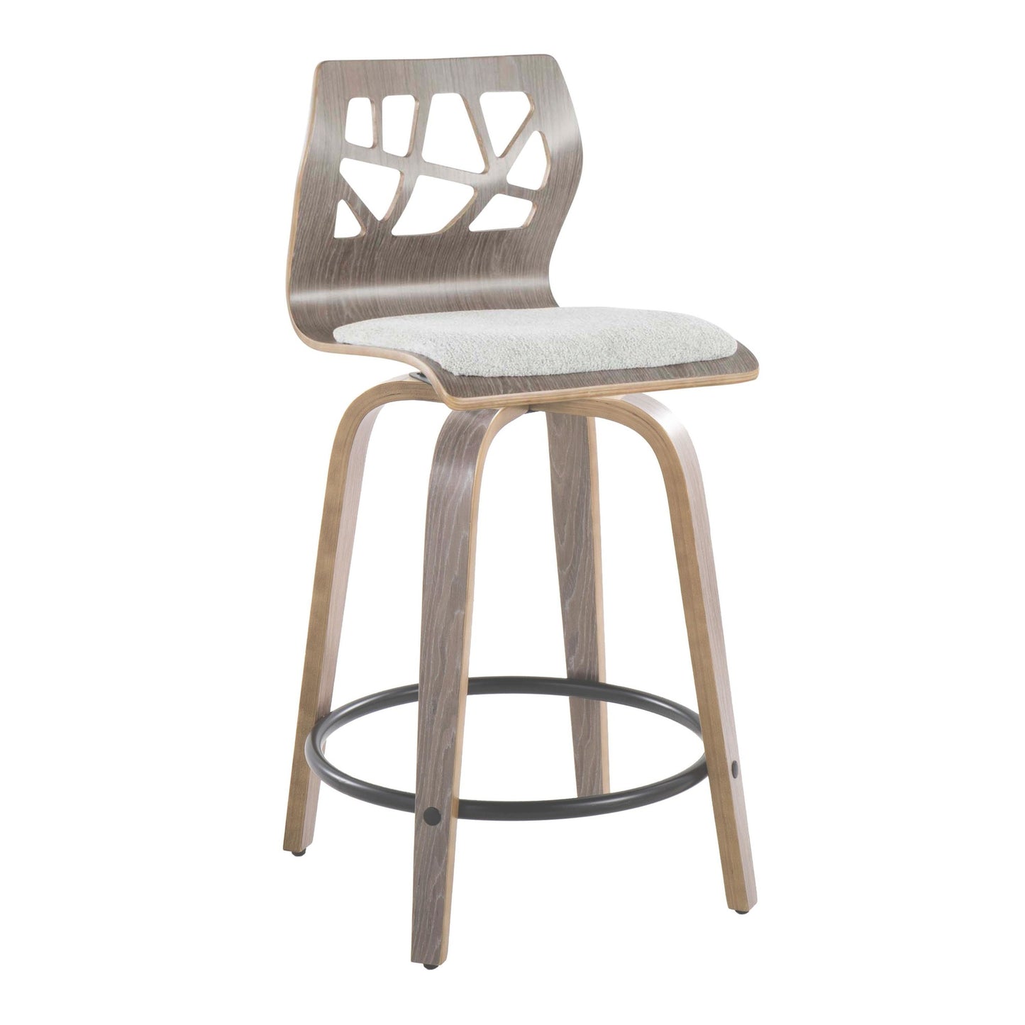 Folia 24" Fixed-Height Barstool - Set of 2 By LumiSource - B24-FOLIAFB-GRTZQ2 LGYLGYLGY2 | Bar Stools | Modishstore - 6