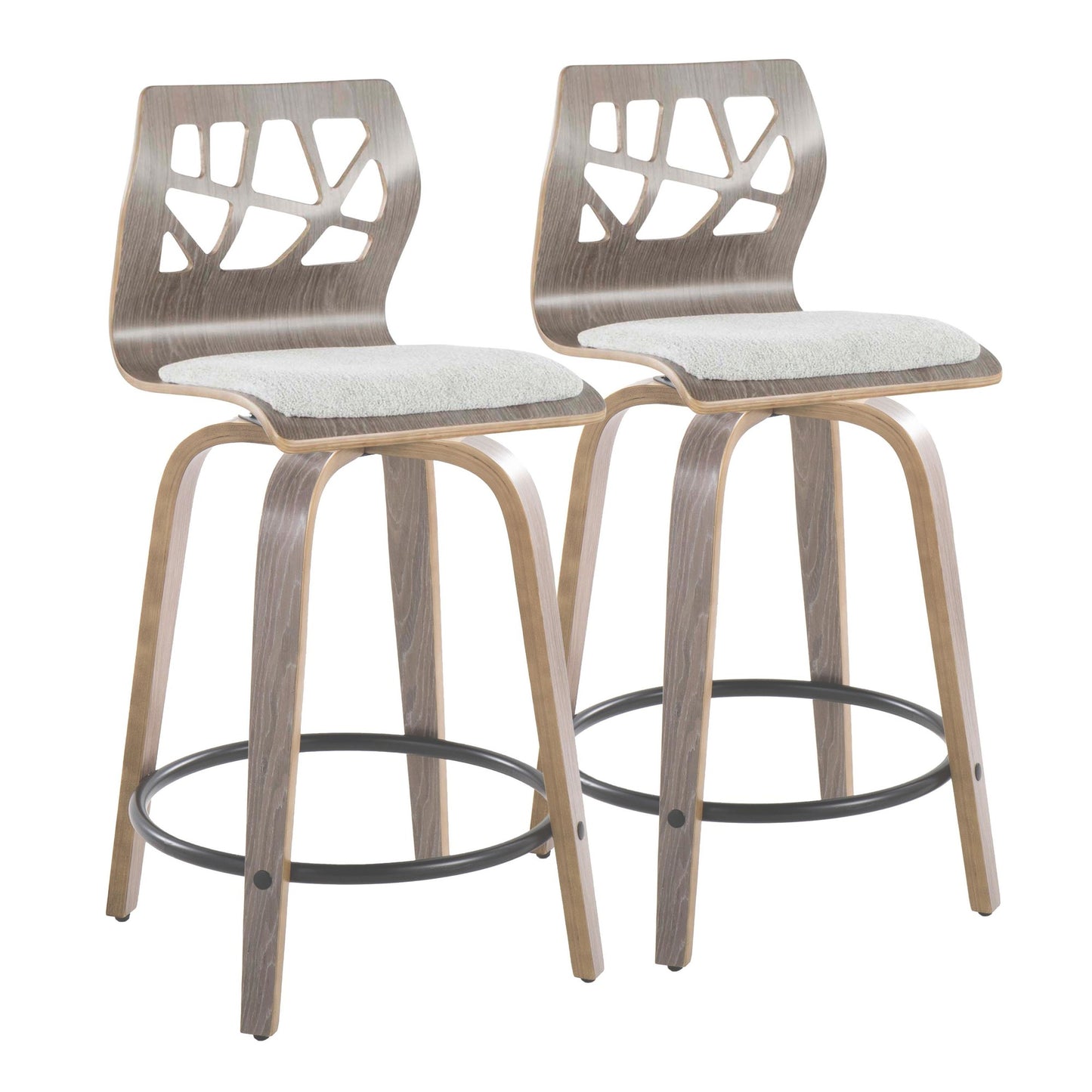 Folia 24" Fixed-Height Barstool - Set of 2 By LumiSource - B24-FOLIAFB-GRTZQ2 LGYLGYLGY2 | Bar Stools | Modishstore - 5