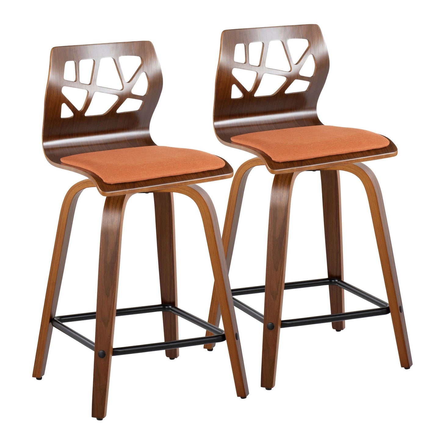 Folia 24" Fixed-Height Barstool - Set of 2 By LumiSource - B24-FOLIAFB-GRTZQ2 LGYLGYLGY2 | Bar Stools | Modishstore - 15