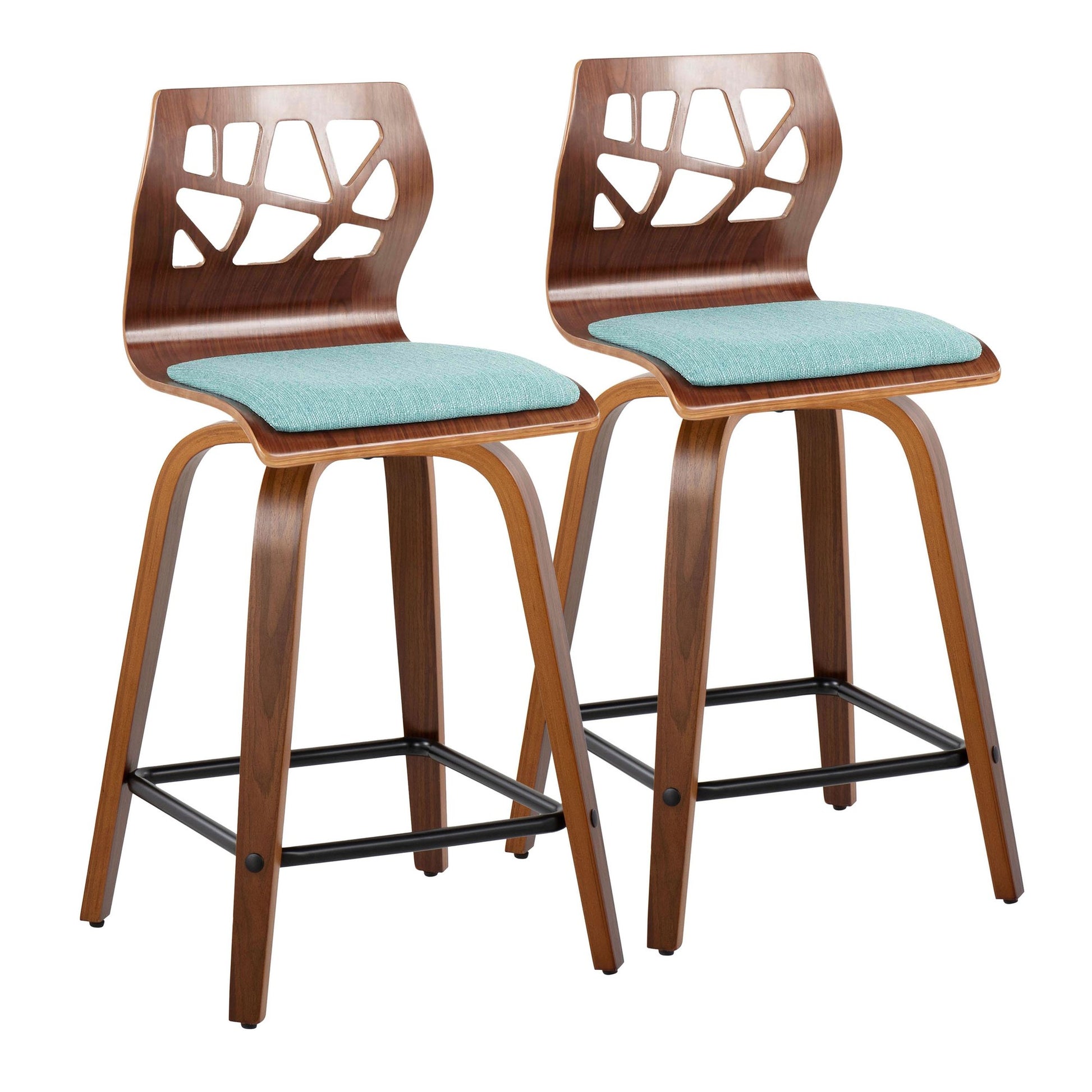 Folia 24" Fixed-Height Barstool - Set of 2 By LumiSource - B24-FOLIAFB-GRTZQ2 LGYLGYLGY2 | Bar Stools | Modishstore - 26