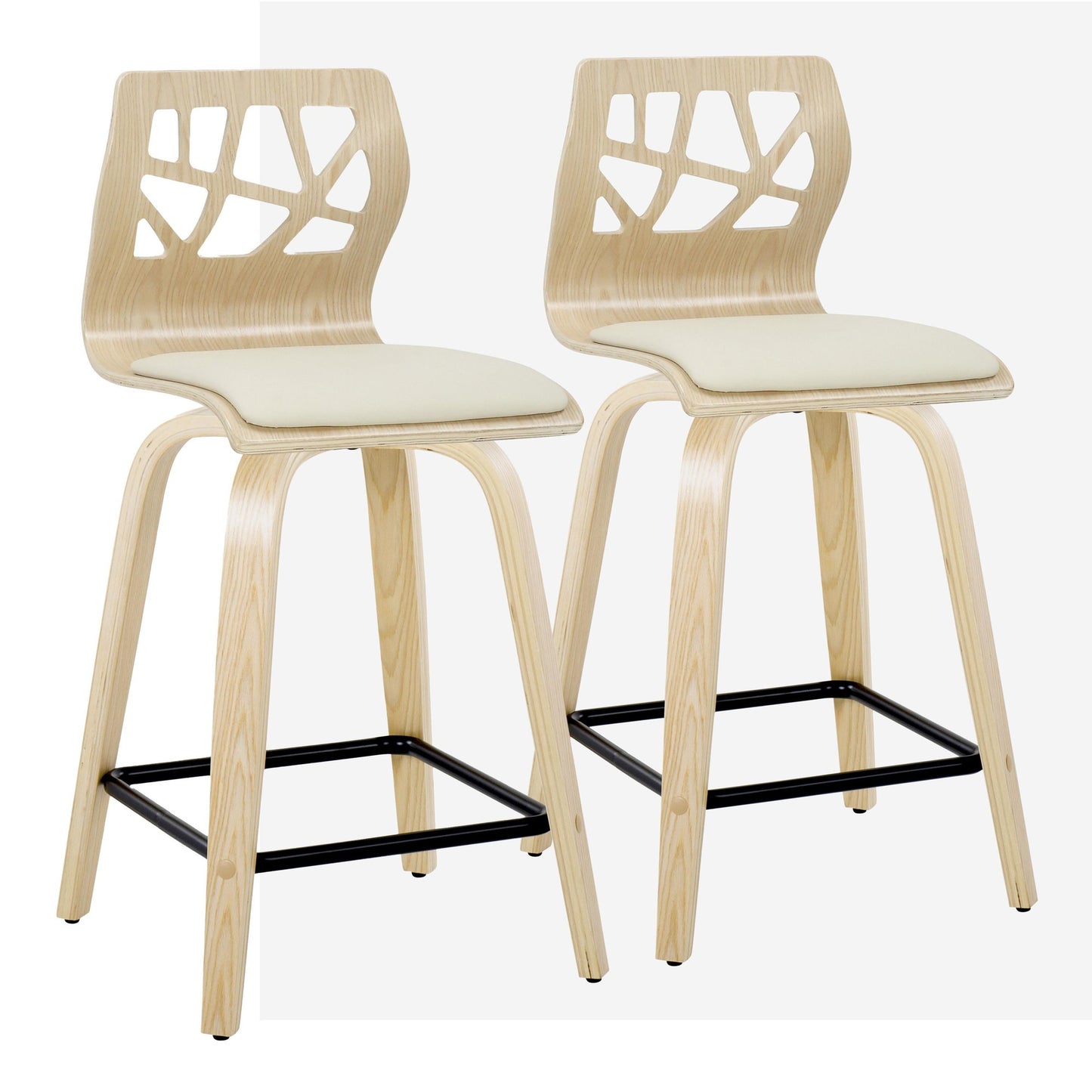 Folia 24" Fixed-Height Counter Stool - Set of 2 By LumiSource - B24-FOLIAPU-GRTZX2 NANACR2 | Counter Stools | Modishstore - 5