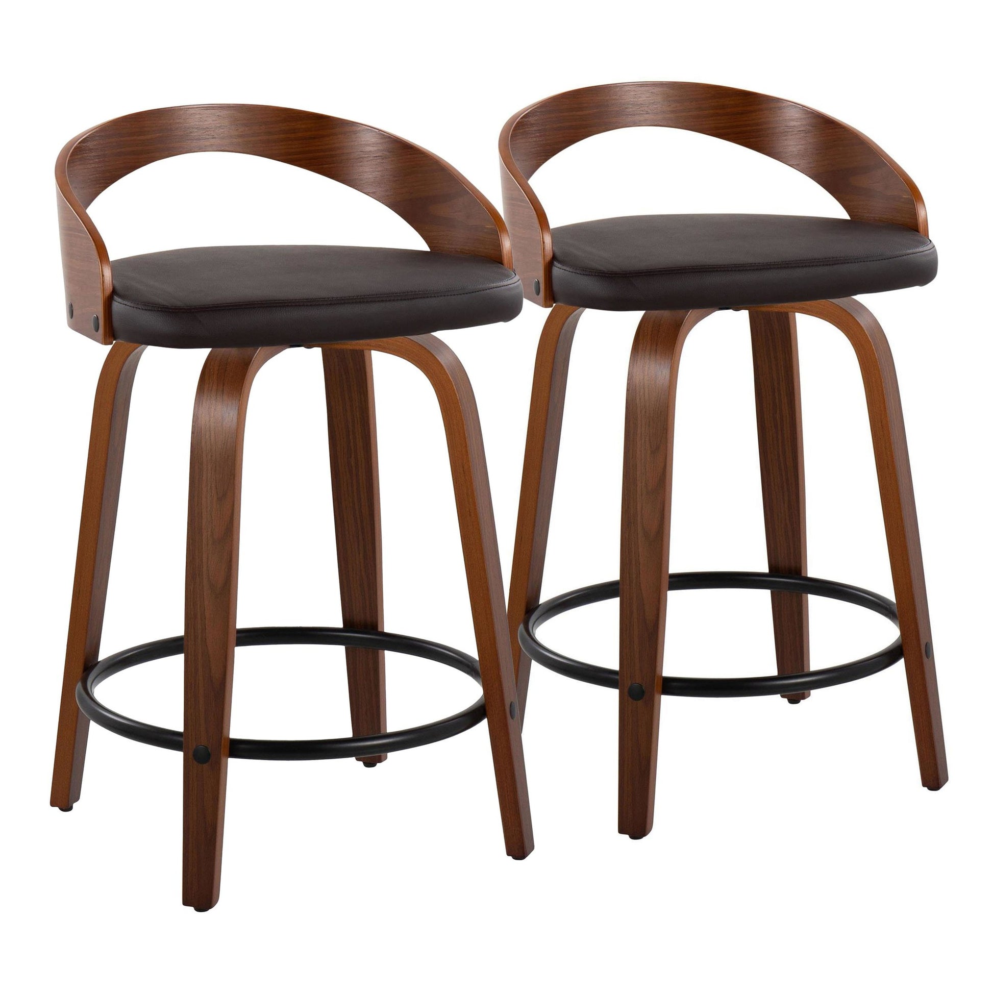 Grotto 24" Fixed-Height Counter Stool - Set of 2 By LumiSource - B24-GROTTOPU-GRTZQ2 LGYBKBK2 | Counter Stools | Modishstore - 25