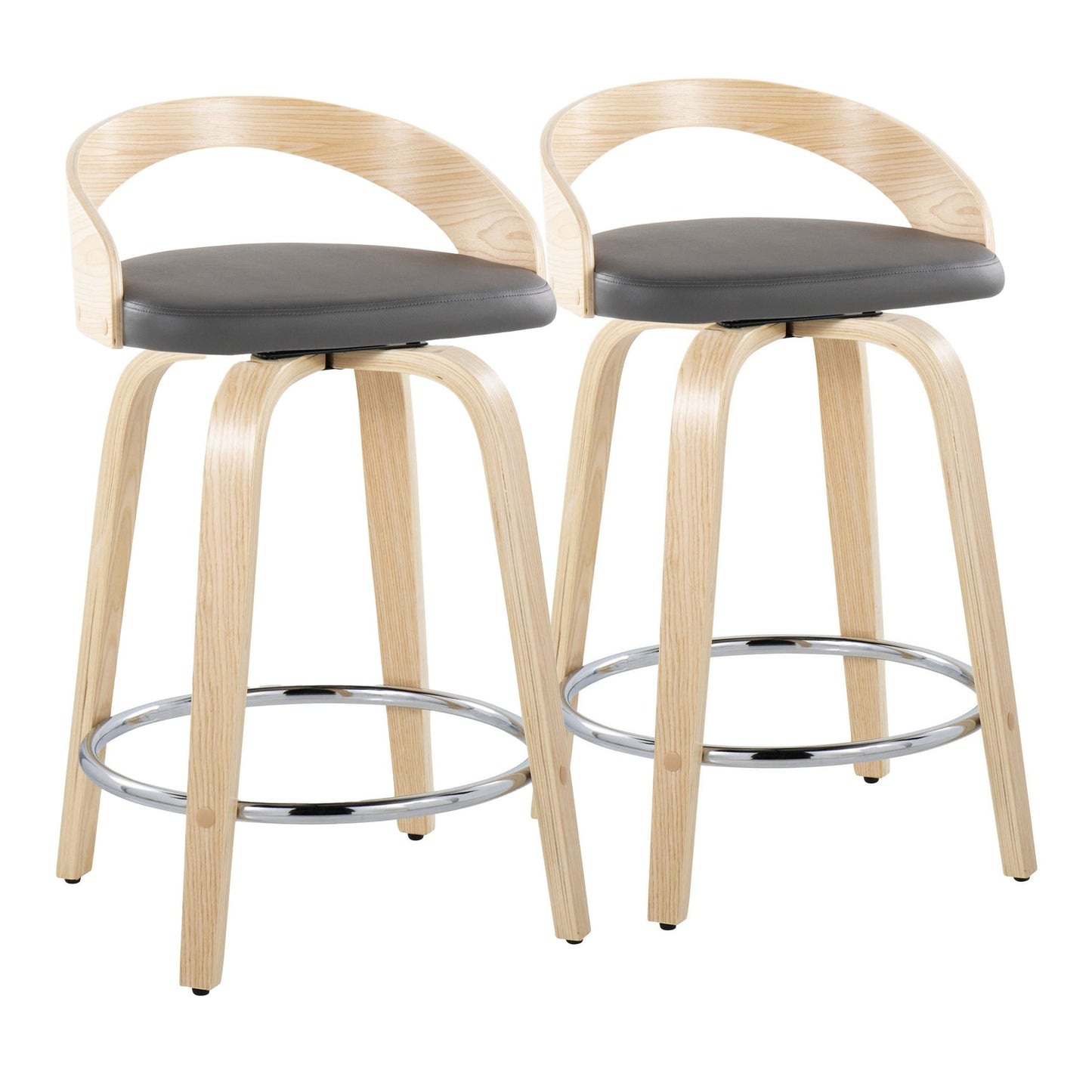 Grotto 24" Fixed-Height Counter Stool - Set of 2 By LumiSource - B24-GROTTOPU-GRTZR2 NANABN2 | Counter Stools | Modishstore - 11