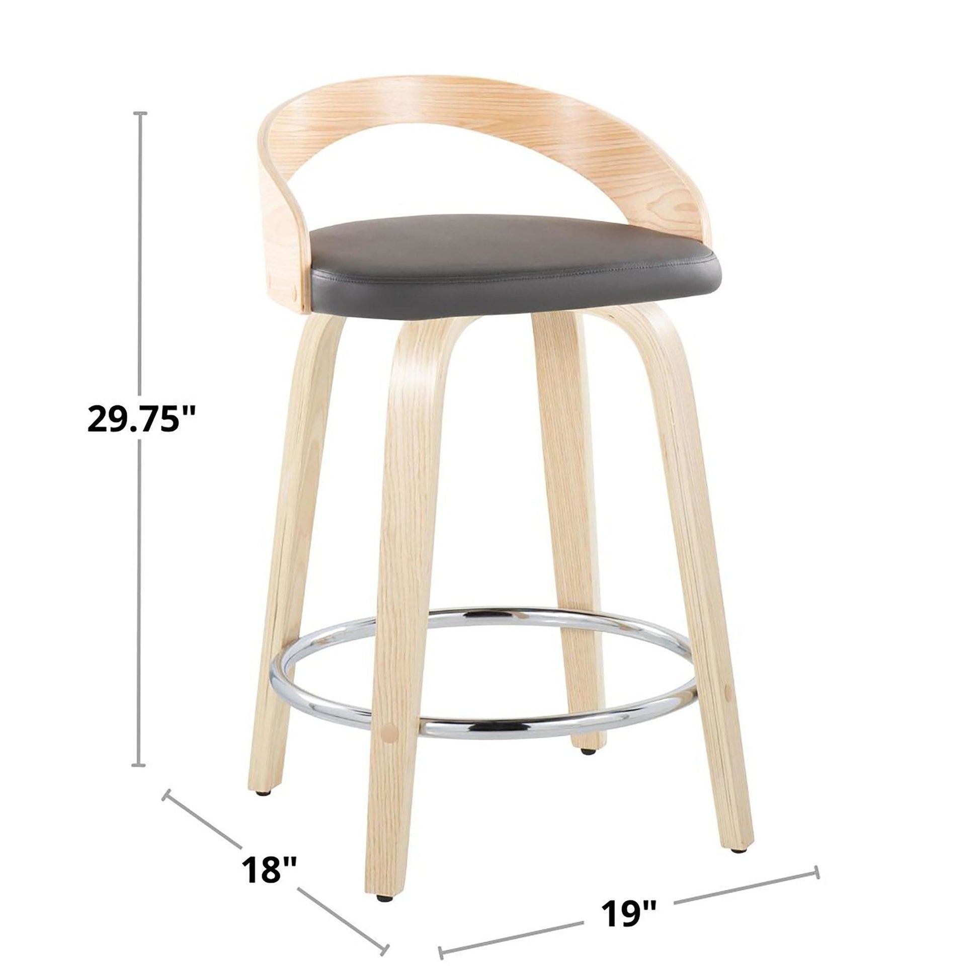 Grotto 24" Fixed-Height Counter Stool - Set of 2 By LumiSource - B24-GROTTOPU-GRTZR2 NANABN2 | Counter Stools | Modishstore - 16