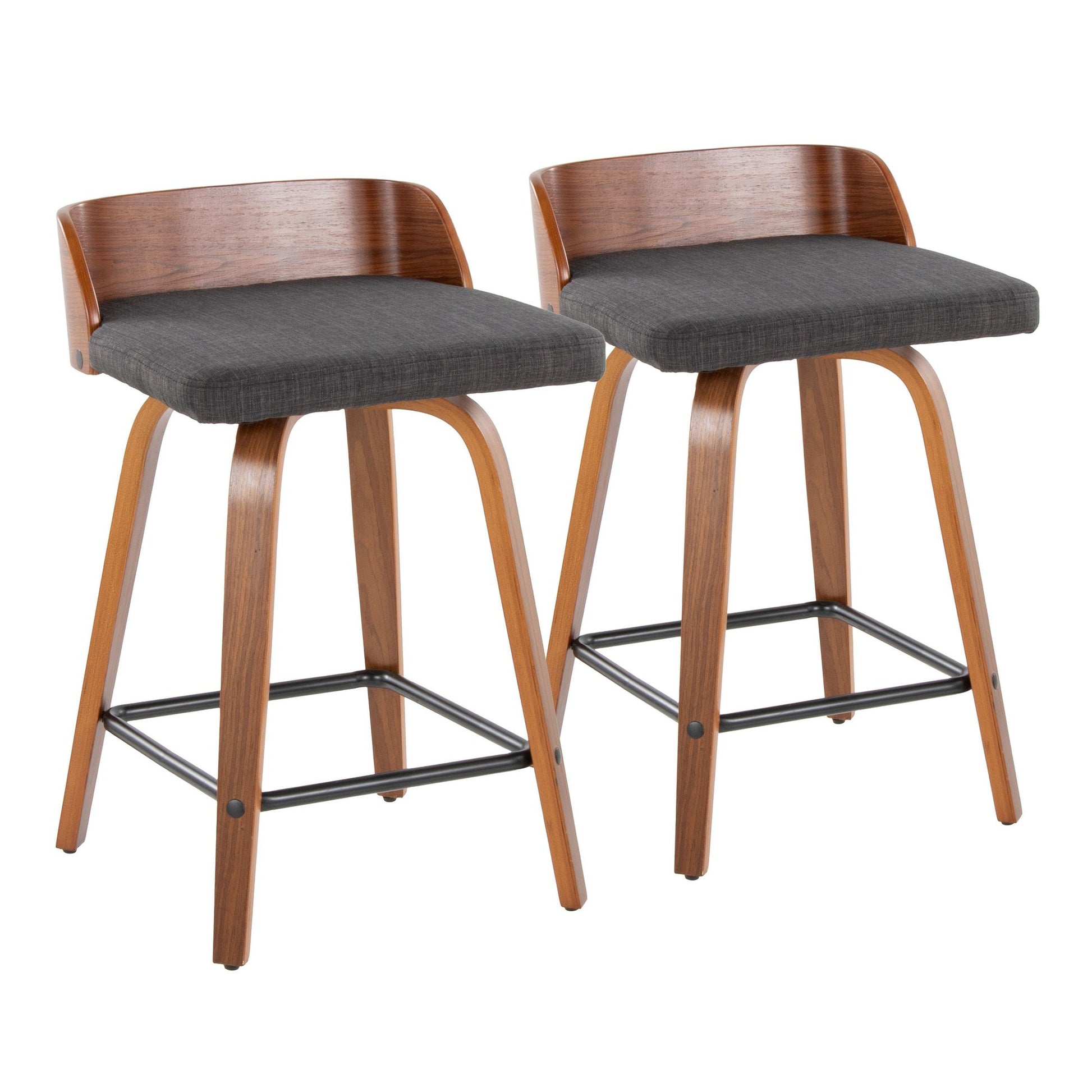 Maya 24" Fixed-Height Counter Stool - Set of 2 By LumiSource - B24-MAYAFB-GRTZX2 WLWLCHAR2 | Counter Stools | Modishstore - 5