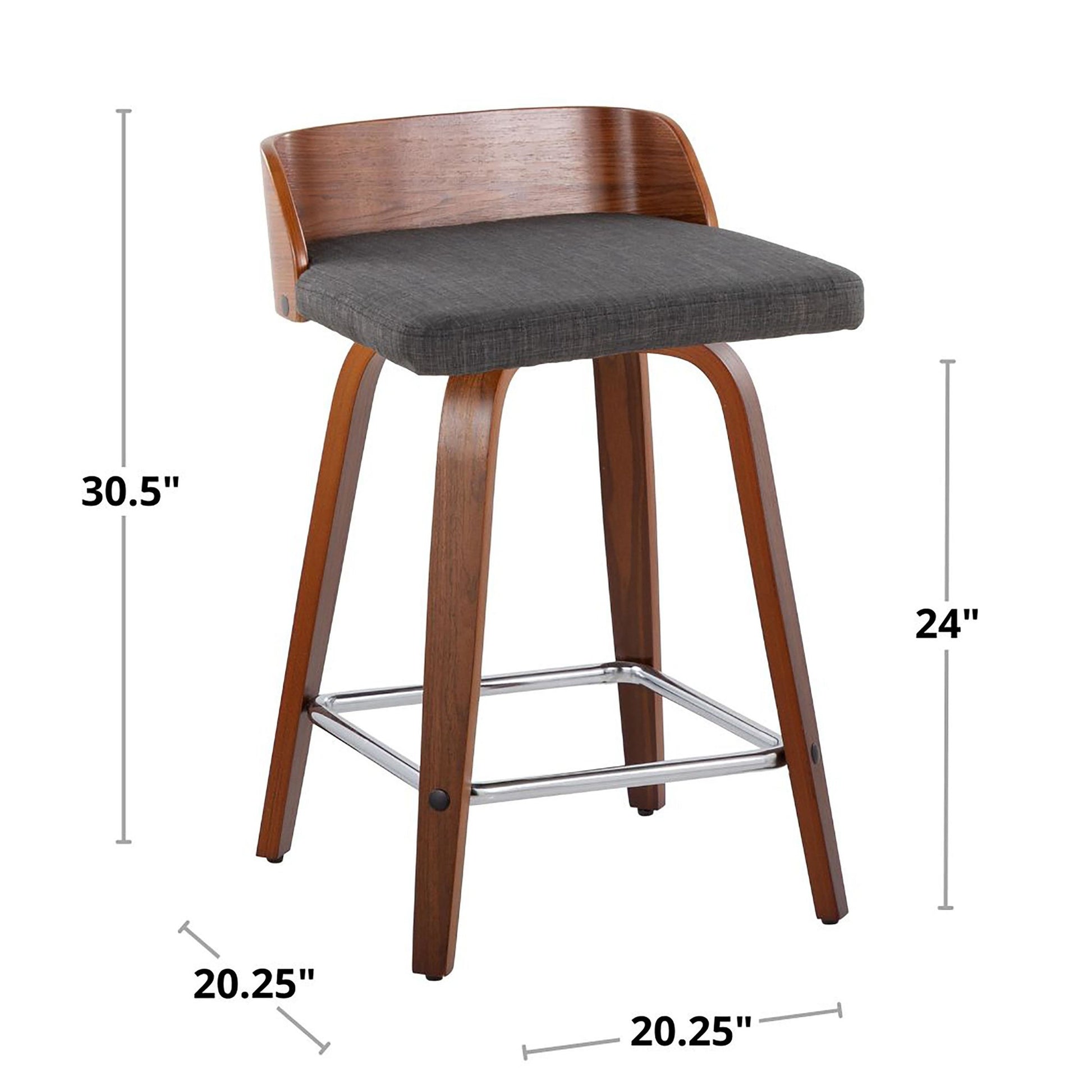 Maya 24" Fixed-Height Counter Stool - Set of 2 By LumiSource - B24-MAYAFB-GRTZS2 WLWLCHAR2 | Counter Stools | Modishstore - 10