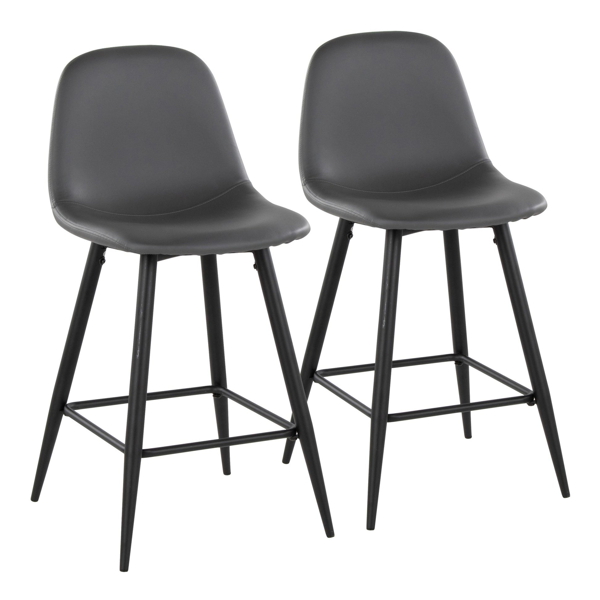 Pebble 24" Fixed-Height Counter Stool - Set of 2 By LumiSource - B24-PEBPU-X1 BKGY2 | Counter Stools | Modishstore - 3