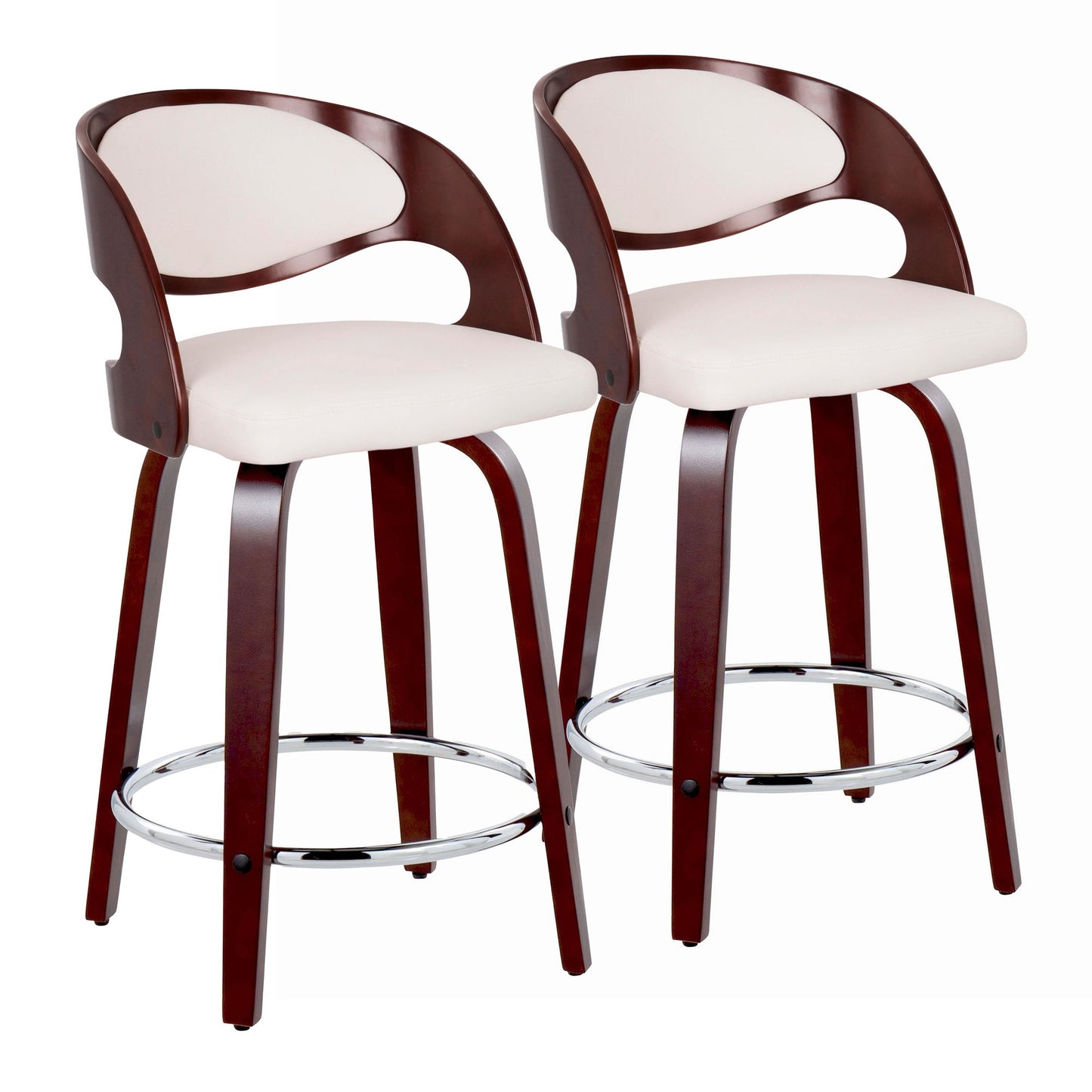 Pino 24" Fixed-Height Barstool - Set of 2 By LumiSource - B24-PINOPU-GRTZR2 CHCHW2 | Bar Stools | Modishstore - 2