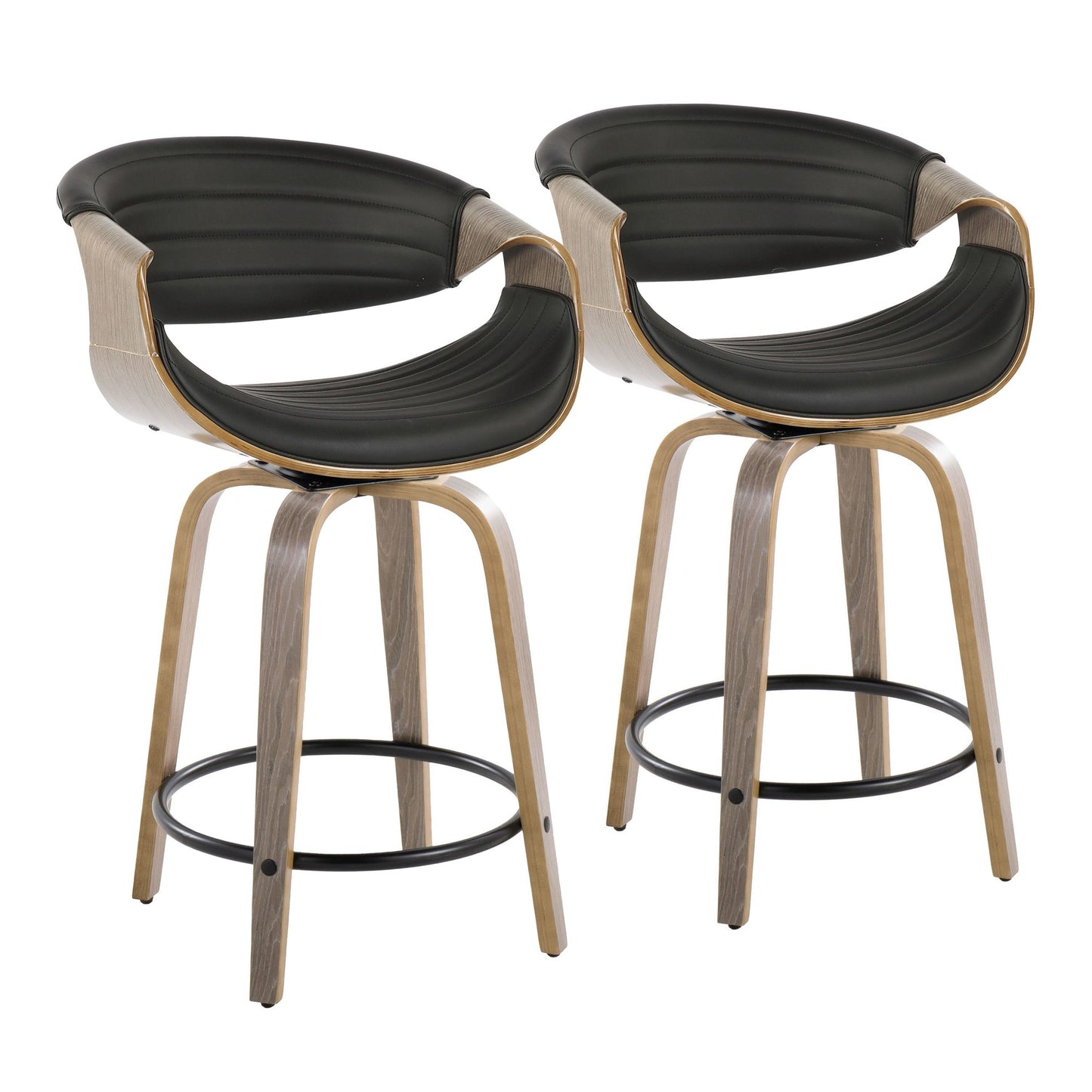 Symphony 24" Fixed-Height Counter Stool - Set of 2 By LumiSource - B24-SYMPPU-GRTZQ2 LGYLGYBK2 | Counter Stools | Modishstore - 5