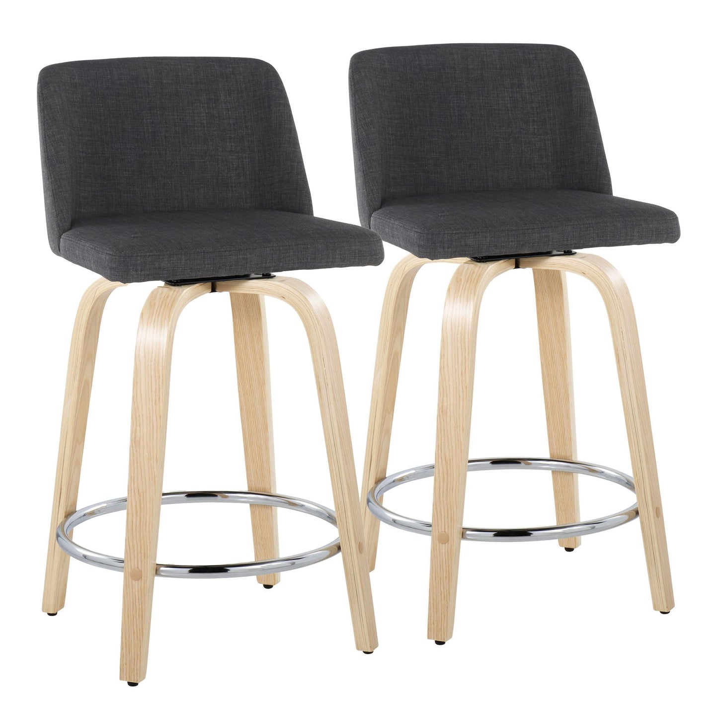 Toriano 24" Fixed-Height Counter Stool - Set of 2 By LumiSource - B24-TRNOPU-GRTZQ2 NABK2 | Counter Stools | Modishstore - 25