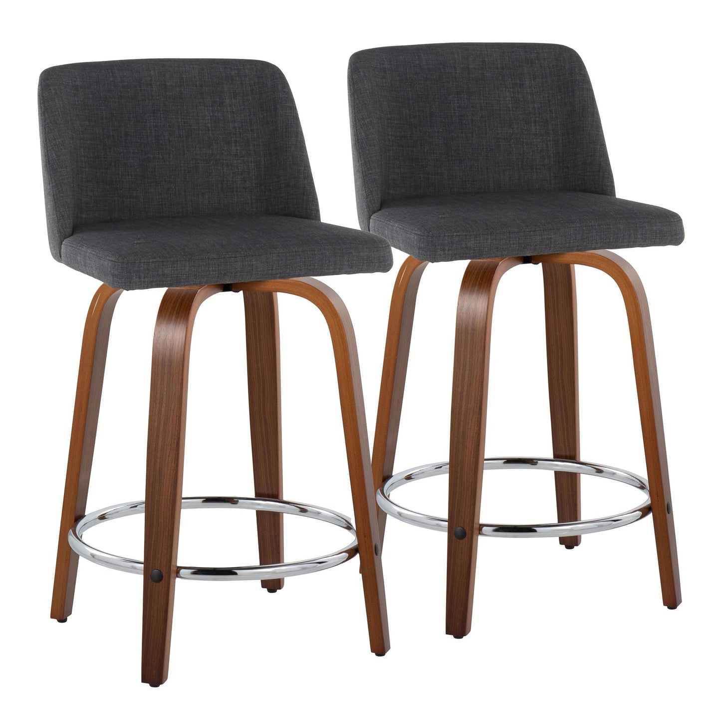 Toriano 24" Fixed-Height Counter Stool - Set of 2 By LumiSource - B24-TRNOFB-GRTZR2 WLCHAR2 | Counter Stools | Modishstore - 5