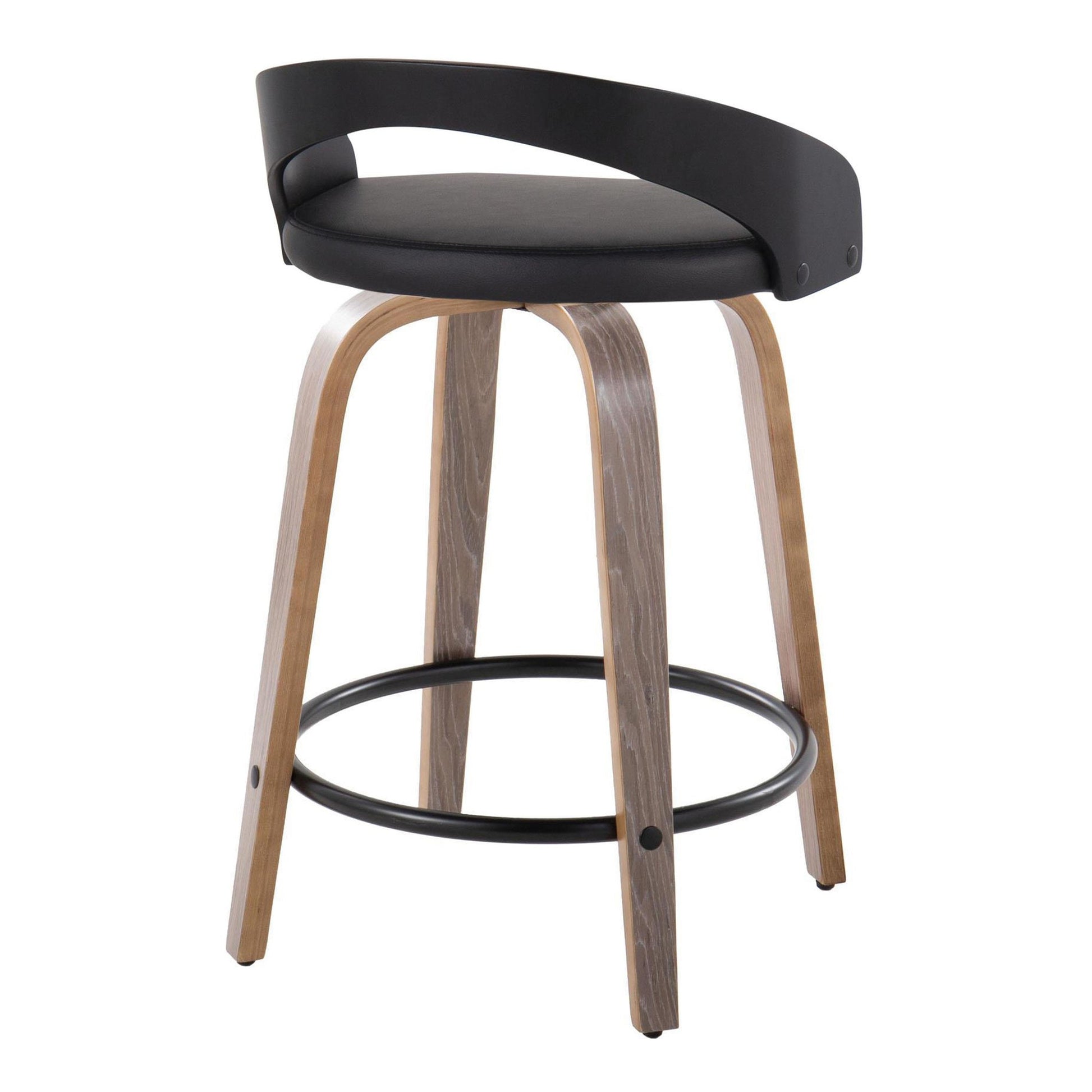 Grotto 24" Fixed-Height Counter Stool - Set of 2 By LumiSource - B24-GROTTOPU-GRTZQ2 LGYBKBK2 | Counter Stools | Modishstore - 8