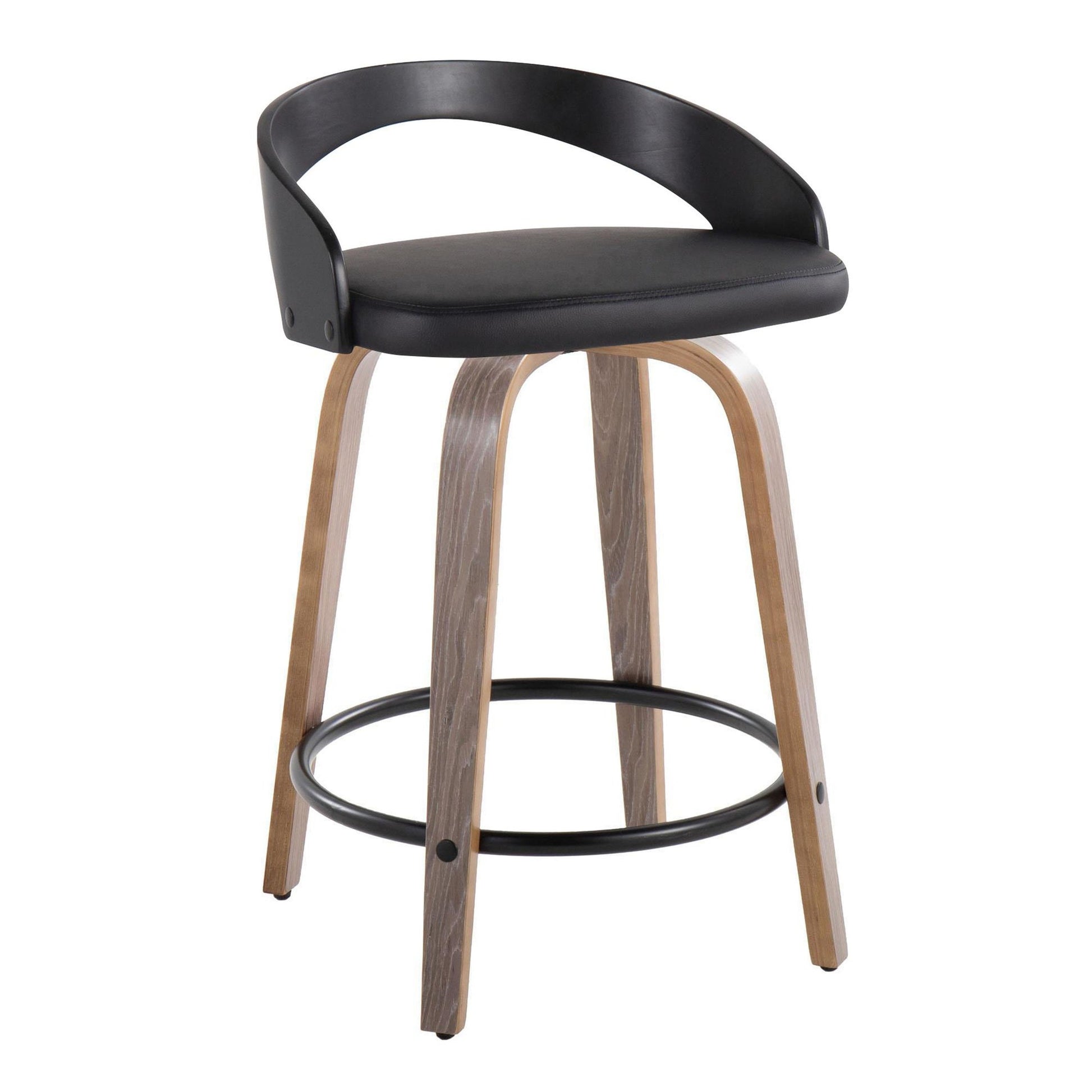 Grotto 24" Fixed-Height Counter Stool - Set of 2 By LumiSource - B24-GROTTOPU-GRTZQ2 LGYBKBK2 | Counter Stools | Modishstore - 6