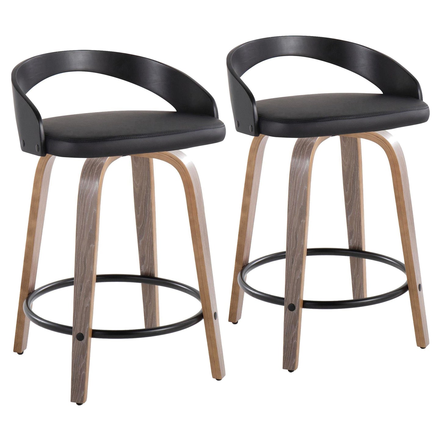 Grotto 24" Fixed-Height Counter Stool - Set of 2 By LumiSource - B24-GROTTOPU-GRTZQ2 LGYBKBK2 | Counter Stools | Modishstore - 5