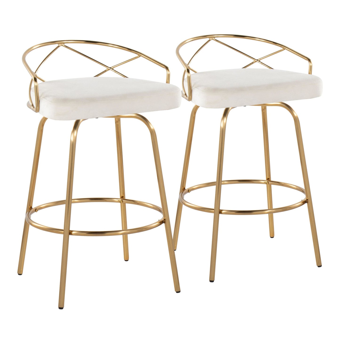 Charlotte Glam 26" Fixed-Height Counter Stool - Set of 2 By LumiSource - B26-CHARLOTGLAMV-CLARG2 AUCR2 | Counter Stools | Modishstore - 3