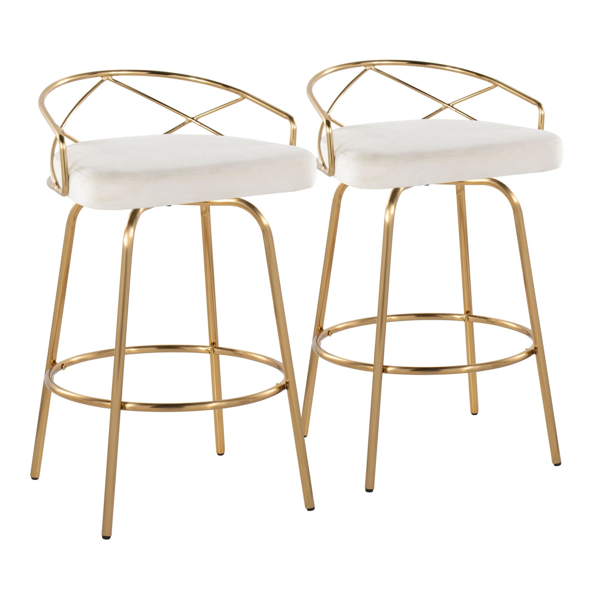 Charlotte Glam 26" Fixed-Height Counter Stool - Set of 2 By LumiSource - B26-CHARLOTGLAMV-CLARG2 AUCR2 | Counter Stools | Modishstore - 3