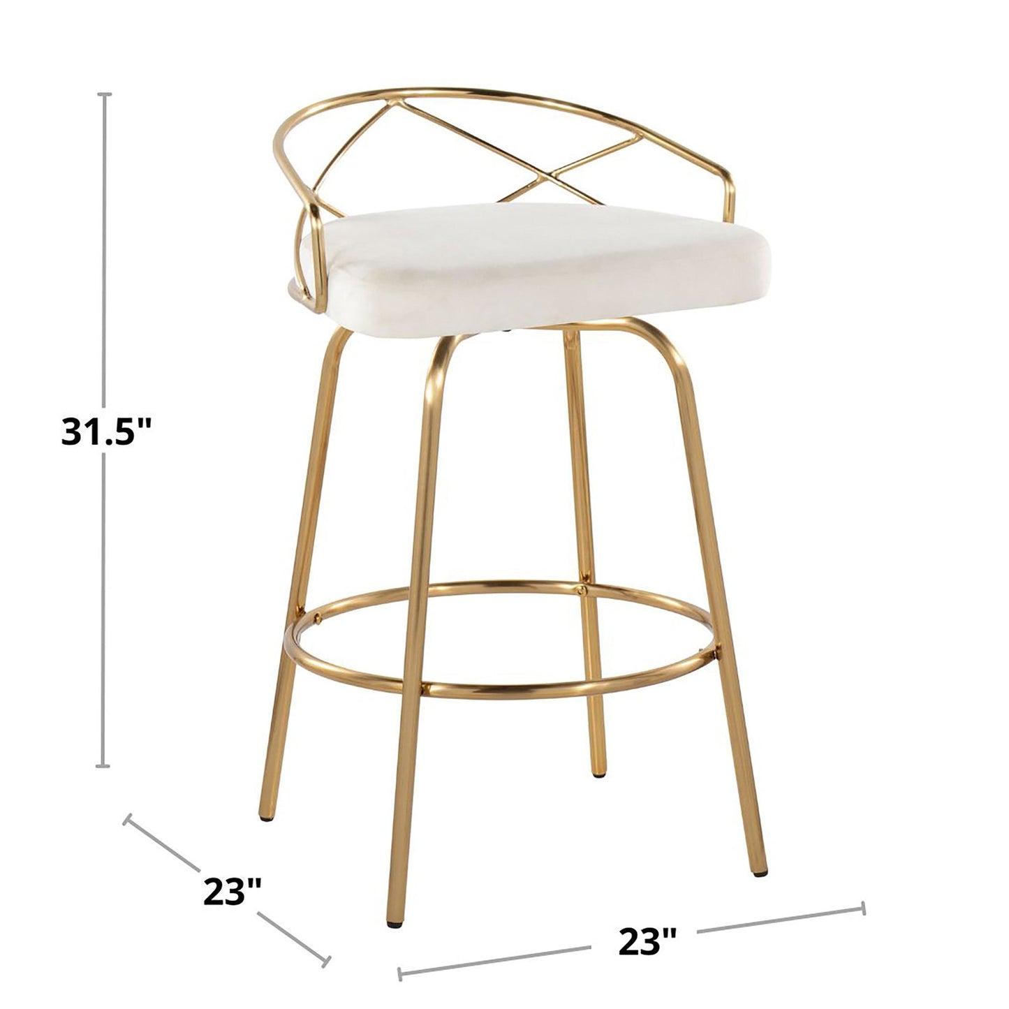 Charlotte Glam 26" Fixed-Height Counter Stool - Set of 2 By LumiSource - B26-CHARLOTGLAMV-CLARG2 AUCR2 | Counter Stools | Modishstore - 8