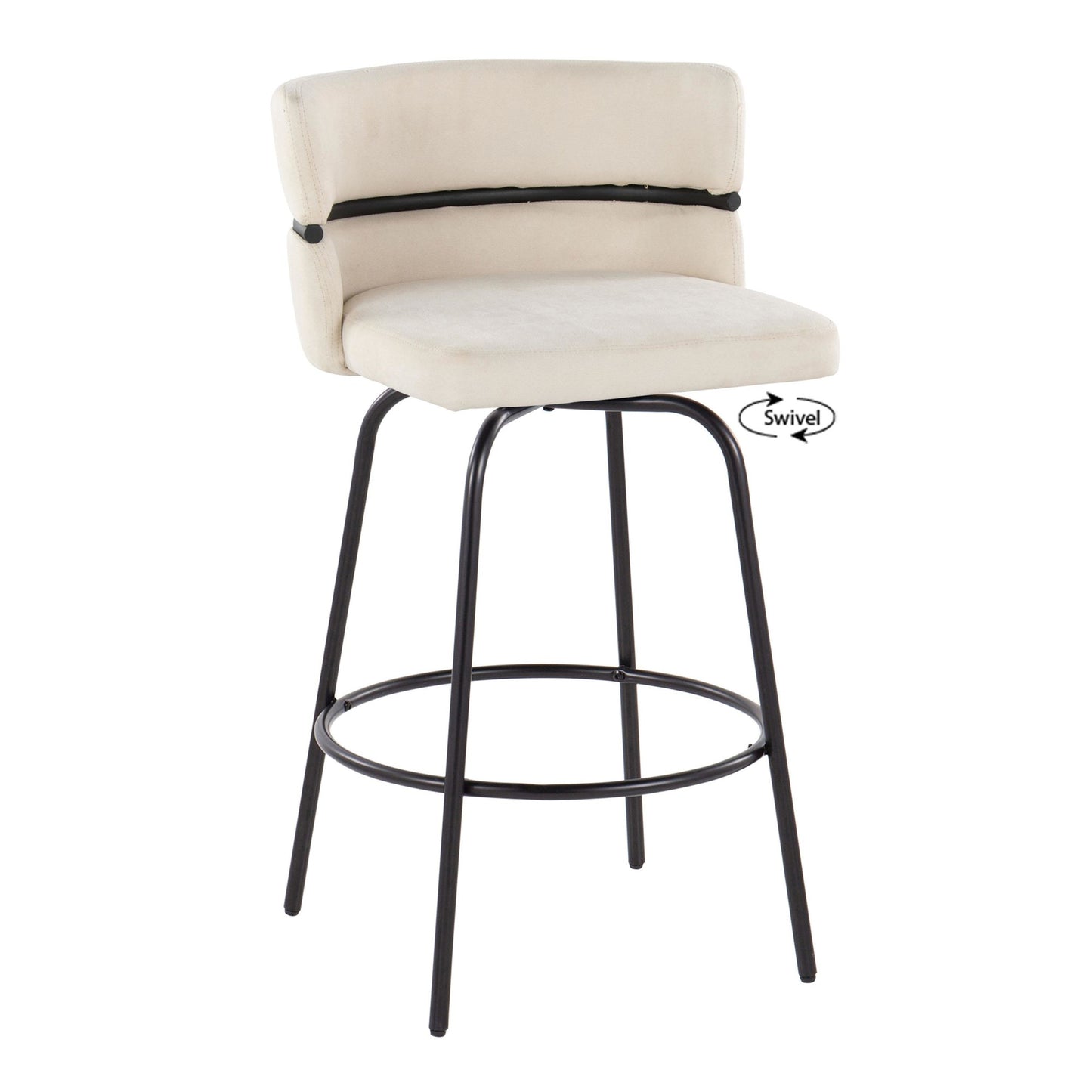 Cinch Claire 26" Fixed-Height Counter Stool - Set of 2 By LumiSource - B26-CINCH-CLARZQ2 BKBKCR2 | Counter Stools | Modishstore - 4