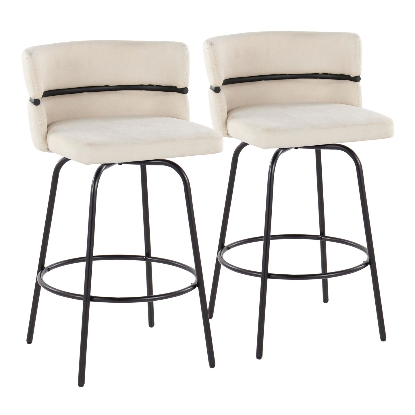 Cinch Claire 26" Fixed-Height Counter Stool - Set of 2 By LumiSource - B26-CINCH-CLARZQ2 BKBKCR2 | Counter Stools | Modishstore - 3