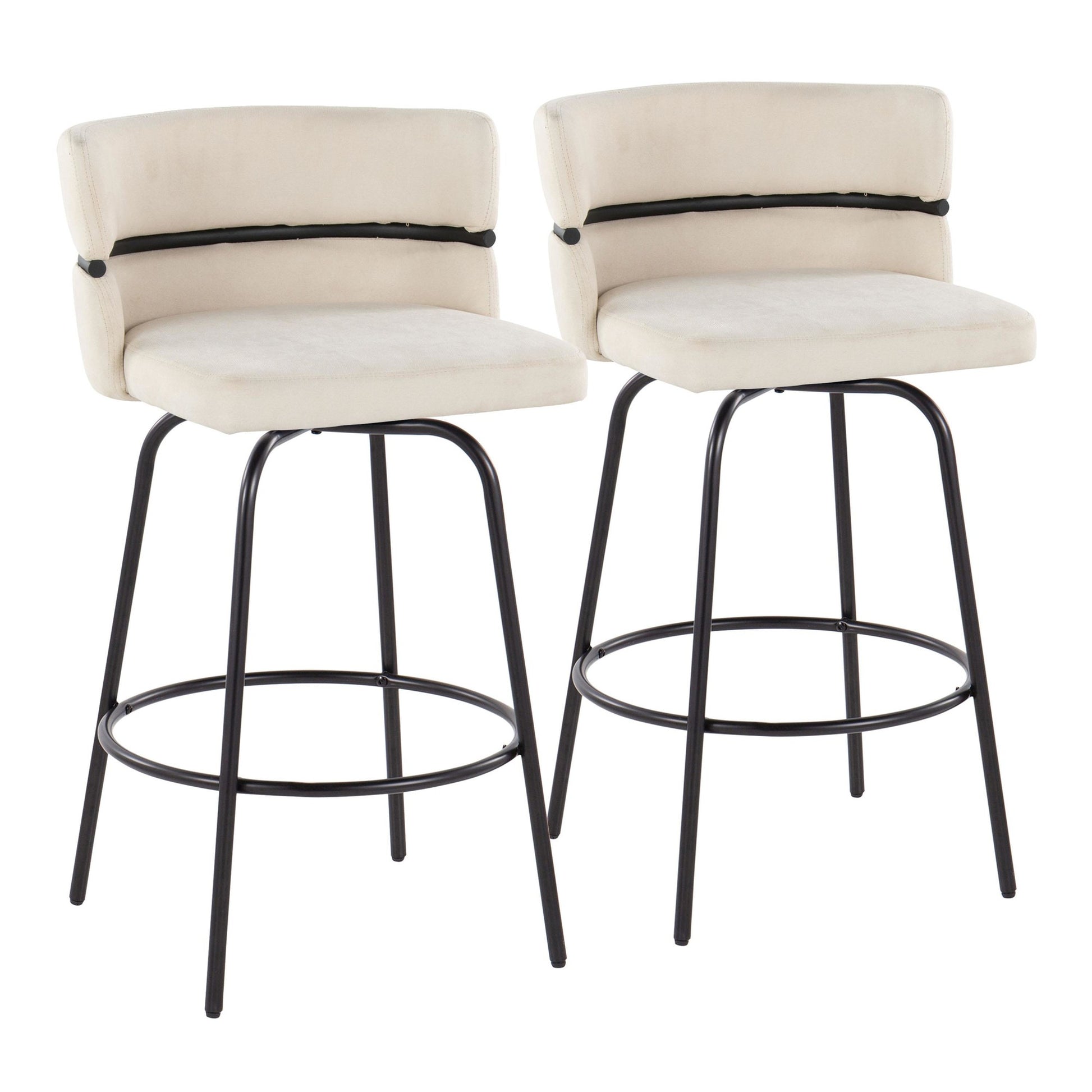 Cinch Claire 26" Fixed-Height Counter Stool - Set of 2 By LumiSource - B26-CINCH-CLARZQ2 BKBKCR2 | Counter Stools | Modishstore - 3