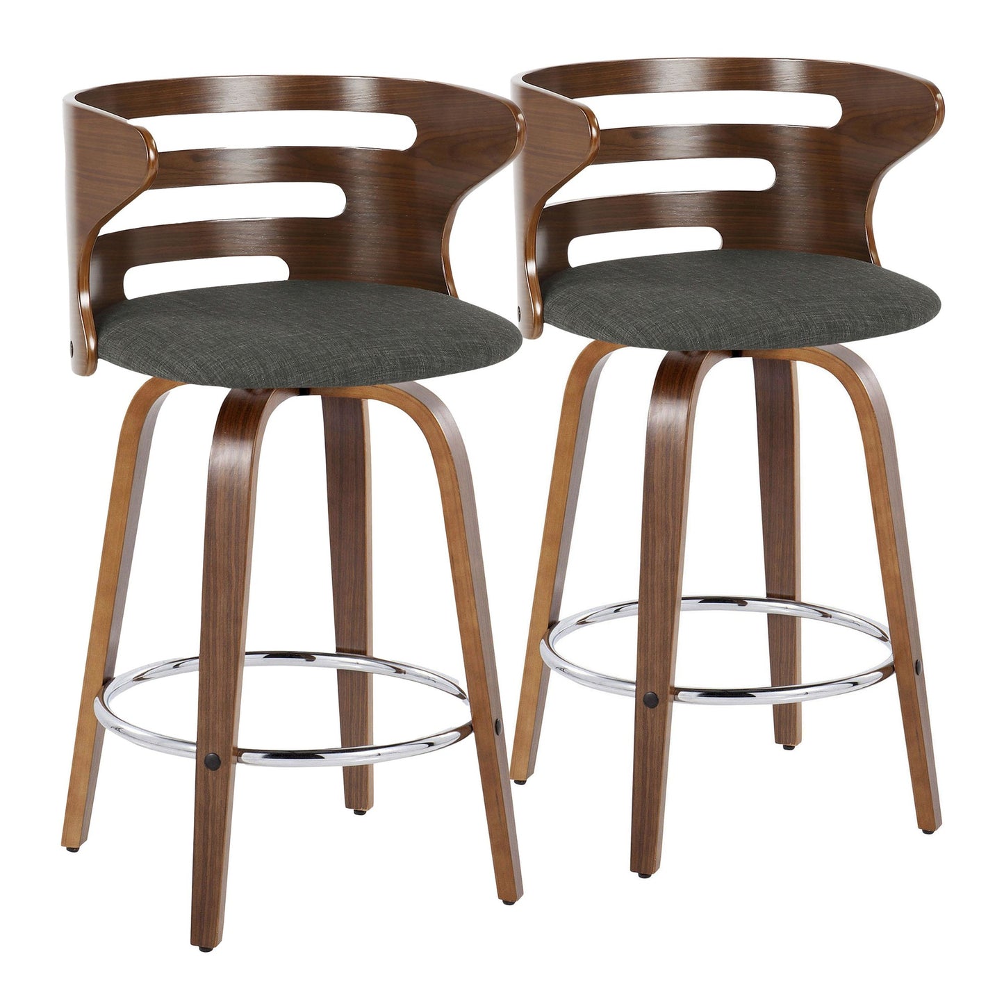 Cosini 26" Fixed-Height Counter Stool - Set of 2 By LumiSource - B26-COSIFB-GRTZR2 WLWLCHAR2 | Counter Stools | Modishstore - 5