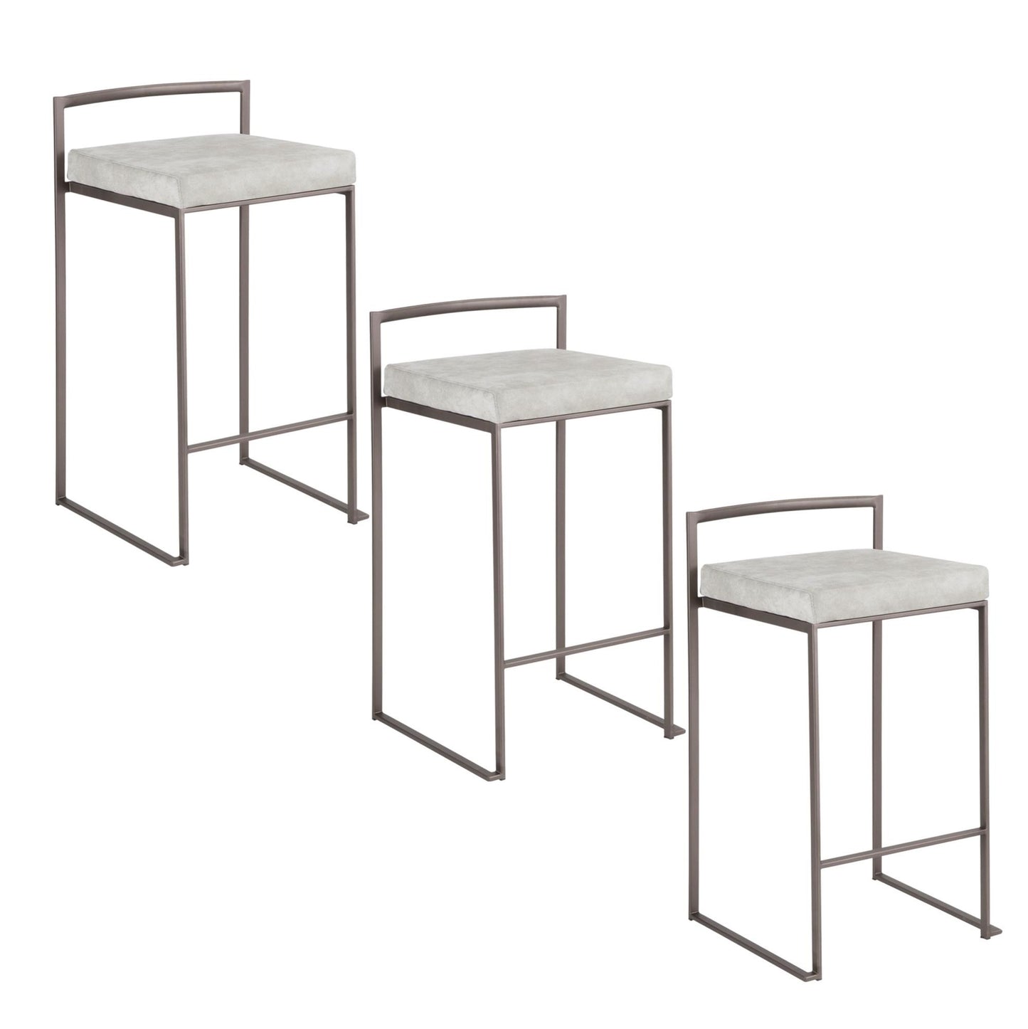 Fuji Stacker 26" Fixed-Height Counter Stool - Set of 3 By LumiSource - B26-FUJIFB ANLGY3 | Counter Stools | Modishstore - 3