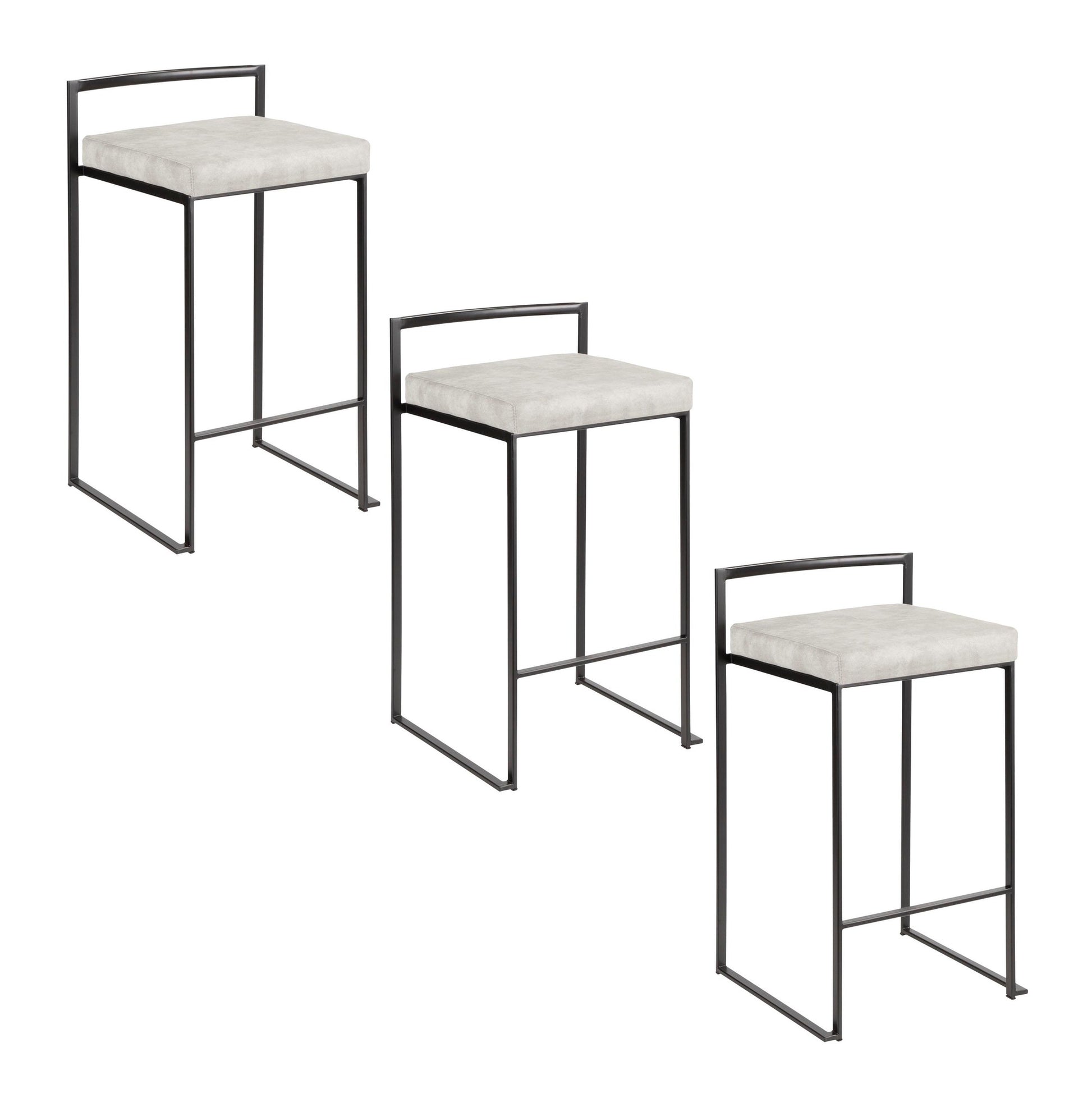 Fuji Stacker 26" Fixed-Height Counter Stool - Set of 3 By LumiSource - B26-FUJIFB BKBN3 | Counter Stools | Modishstore - 15