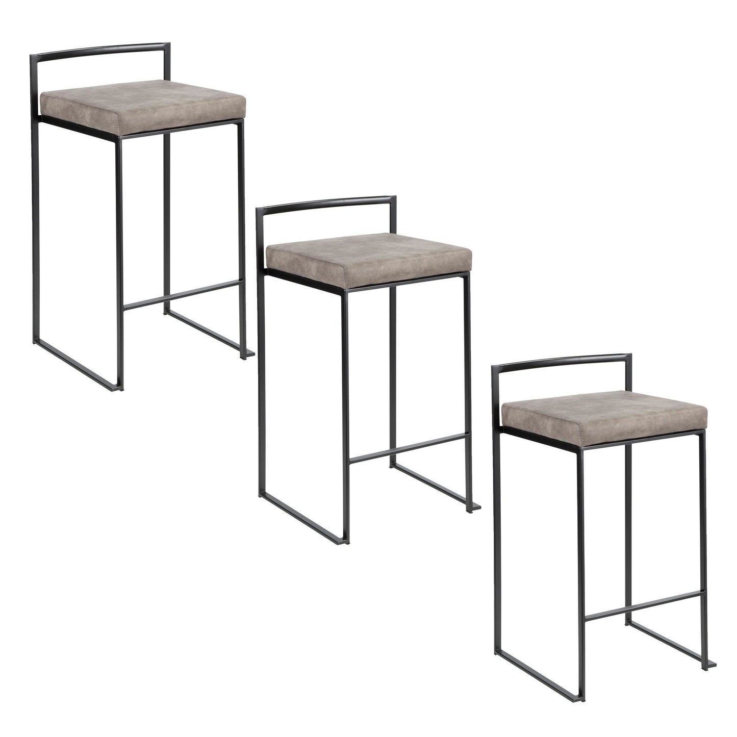 Fuji Stacker 26" Fixed-Height Counter Stool - Set of 3 By LumiSource - B26-FUJIFB BKBN3 | Counter Stools | Modishstore - 25