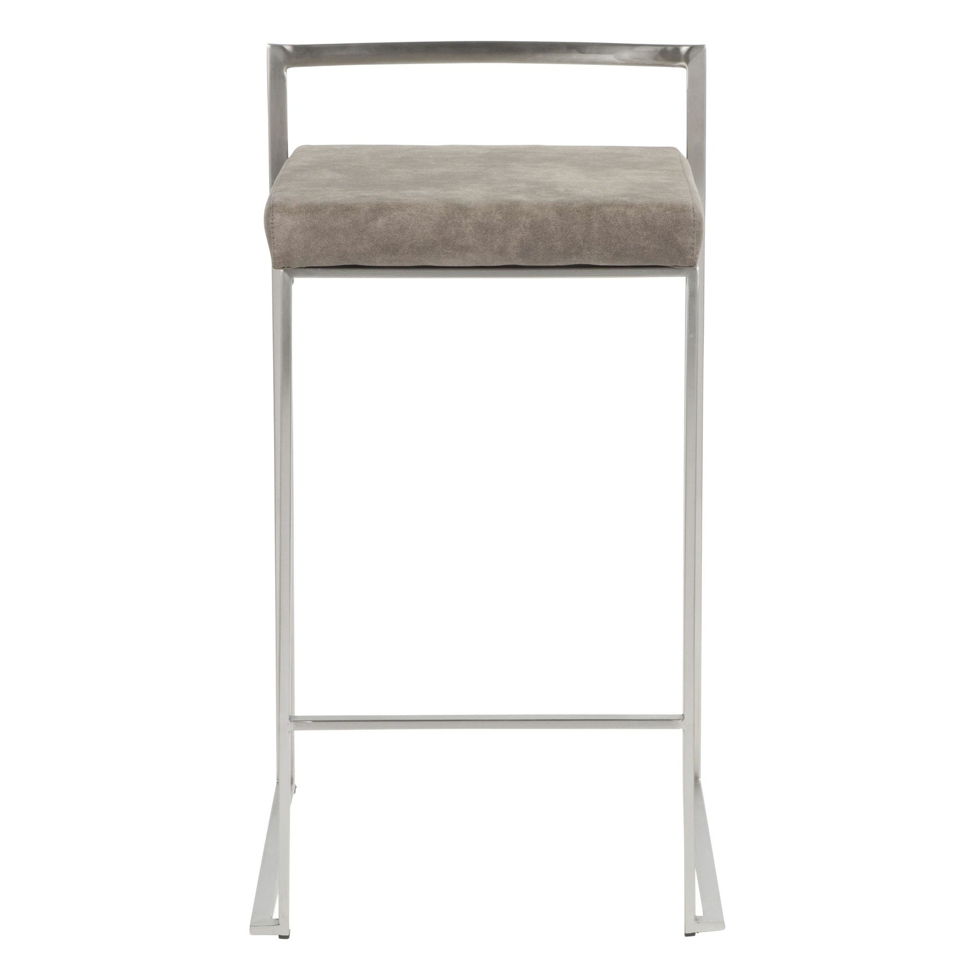 Fuji Stacker 26" Fixed-Height Counter Stool - Set of 3 By LumiSource - B26-FUJIFB SSLGY3 | Counter Stools | Modishstore - 15