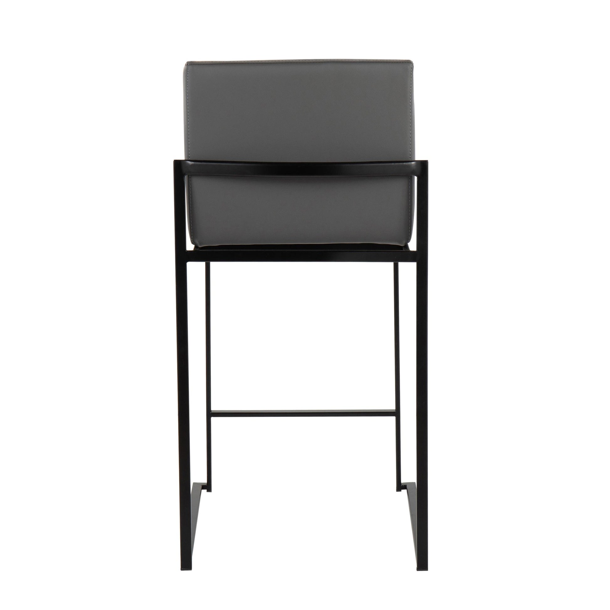 Fuji High Back 26" Fixed-Height Counter Stool - Set of 3 By LumiSource - B26-FUJIHBPU BKGY3 | Counter Stools | Modishstore - 8