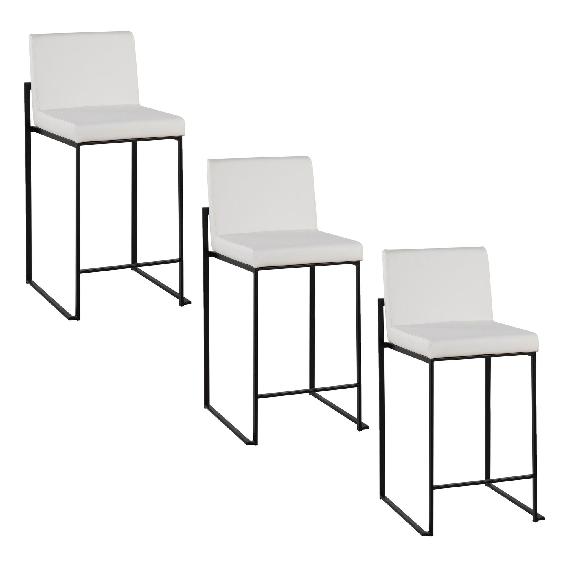 Fuji High Back 26" Fixed-Height Counter Stool - Set of 3 By LumiSource - B26-FUJIHBPU BKGY3 | Counter Stools | Modishstore - 11