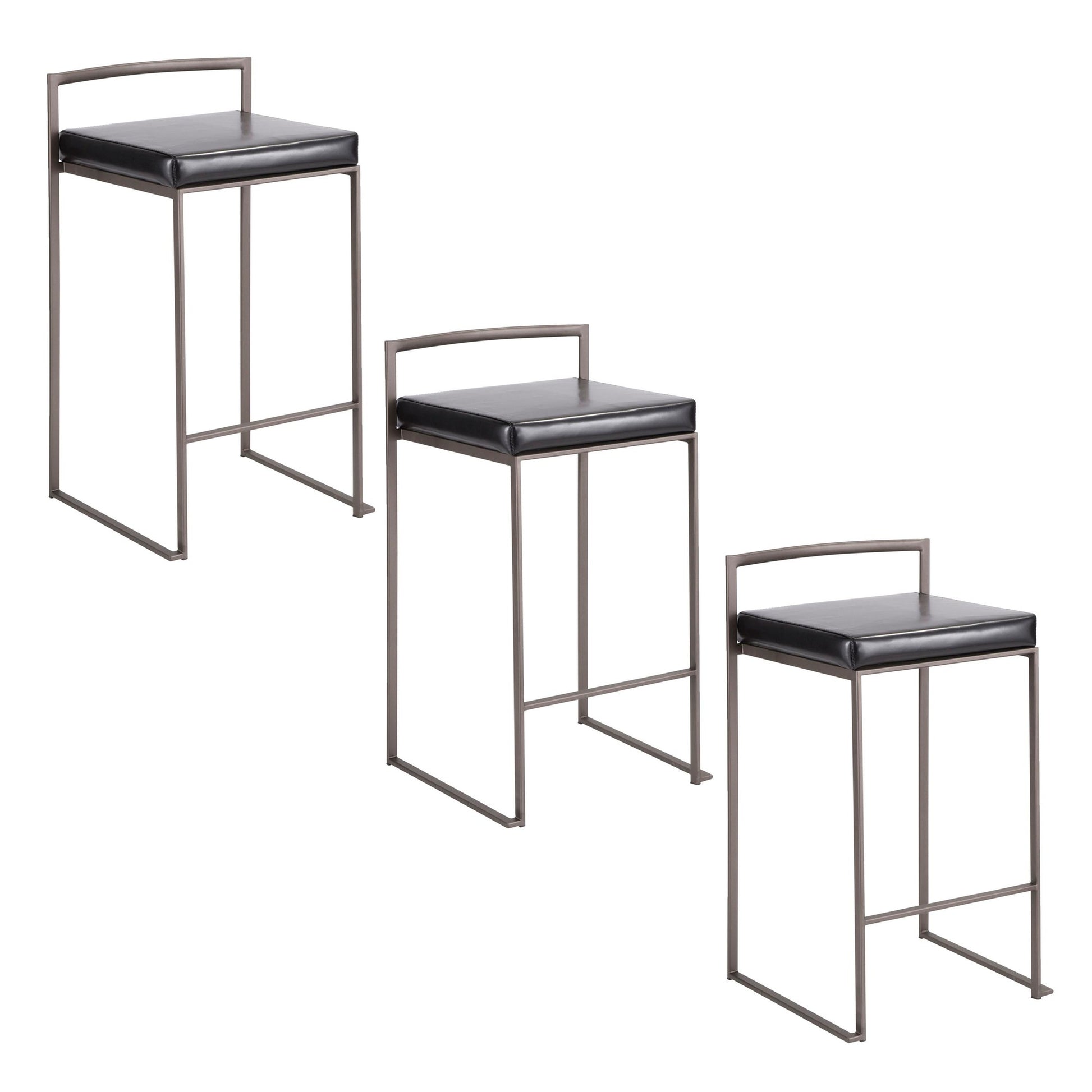 Fuji Stacker 26" Fixed-Height Counter Stool - Set of 3 By LumiSource - B26-FUJIPU ANBK3 | Counter Stools | Modishstore - 3