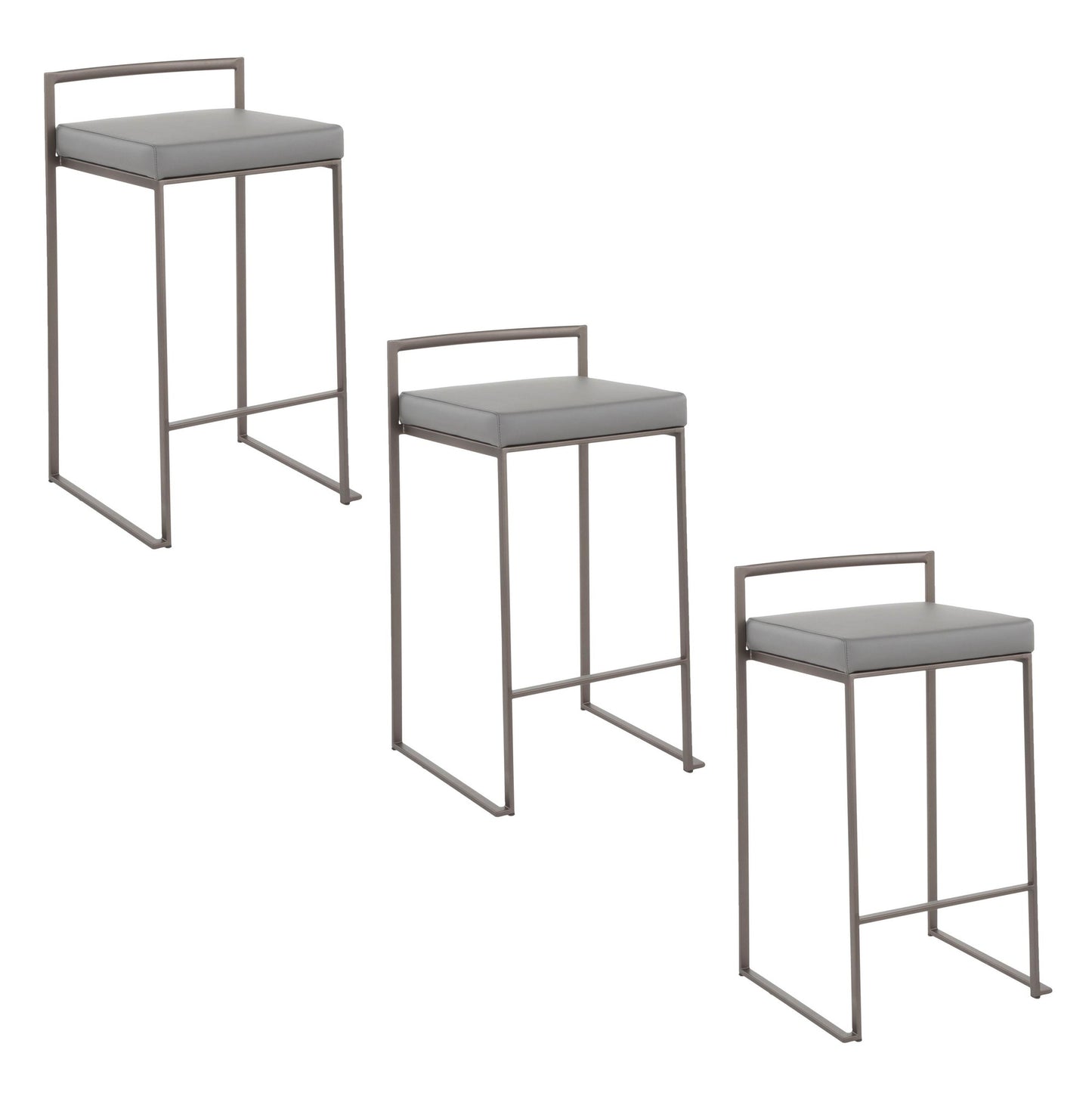 Fuji Stacker 26" Fixed-Height Counter Stool - Set of 3 By LumiSource - B26-FUJIPU ANBK3 | Counter Stools | Modishstore - 10