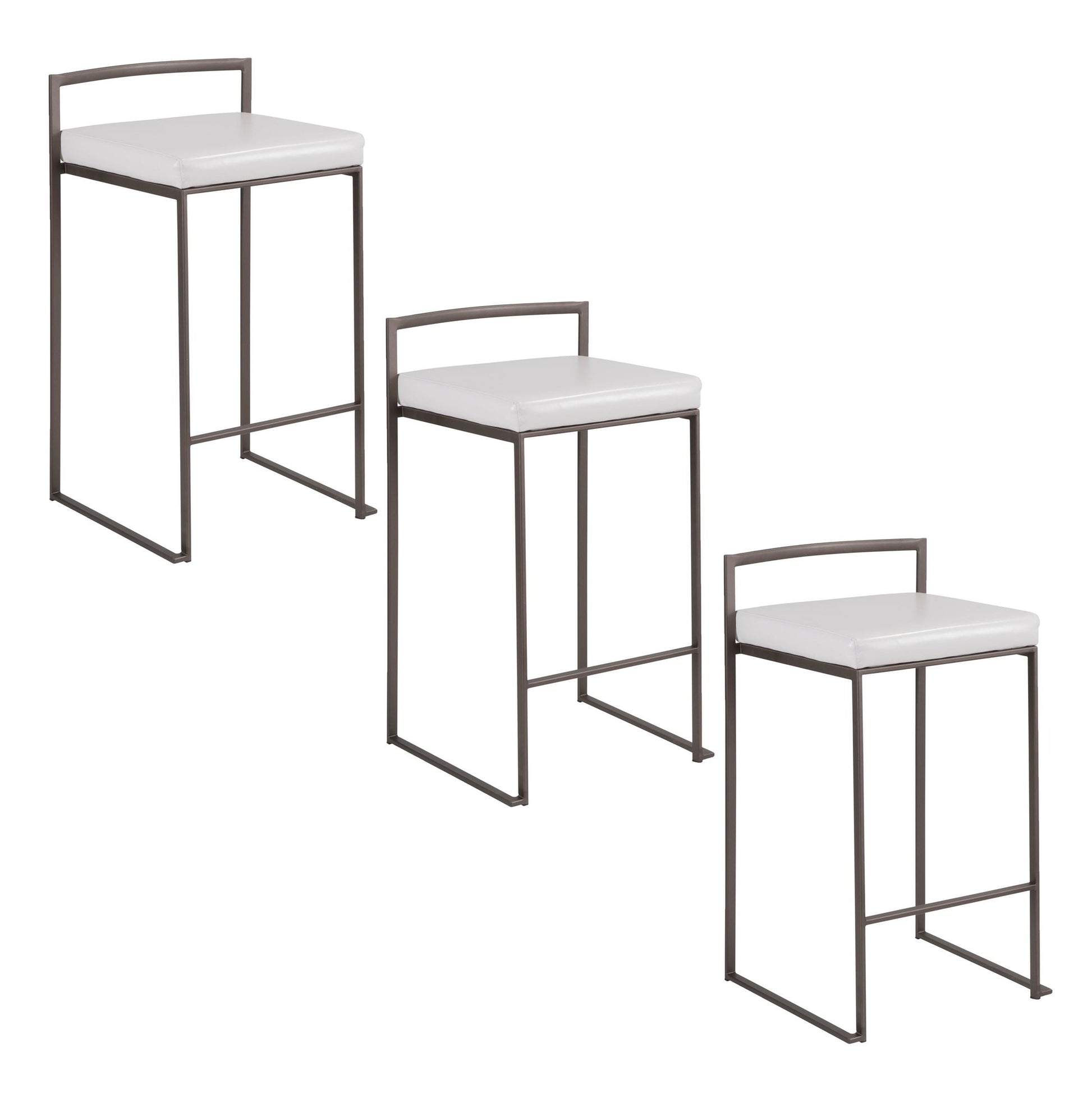 Fuji Stacker 26" Fixed-Height Counter Stool - Set of 3 By LumiSource - B26-FUJIPU ANBK3 | Counter Stools | Modishstore - 18