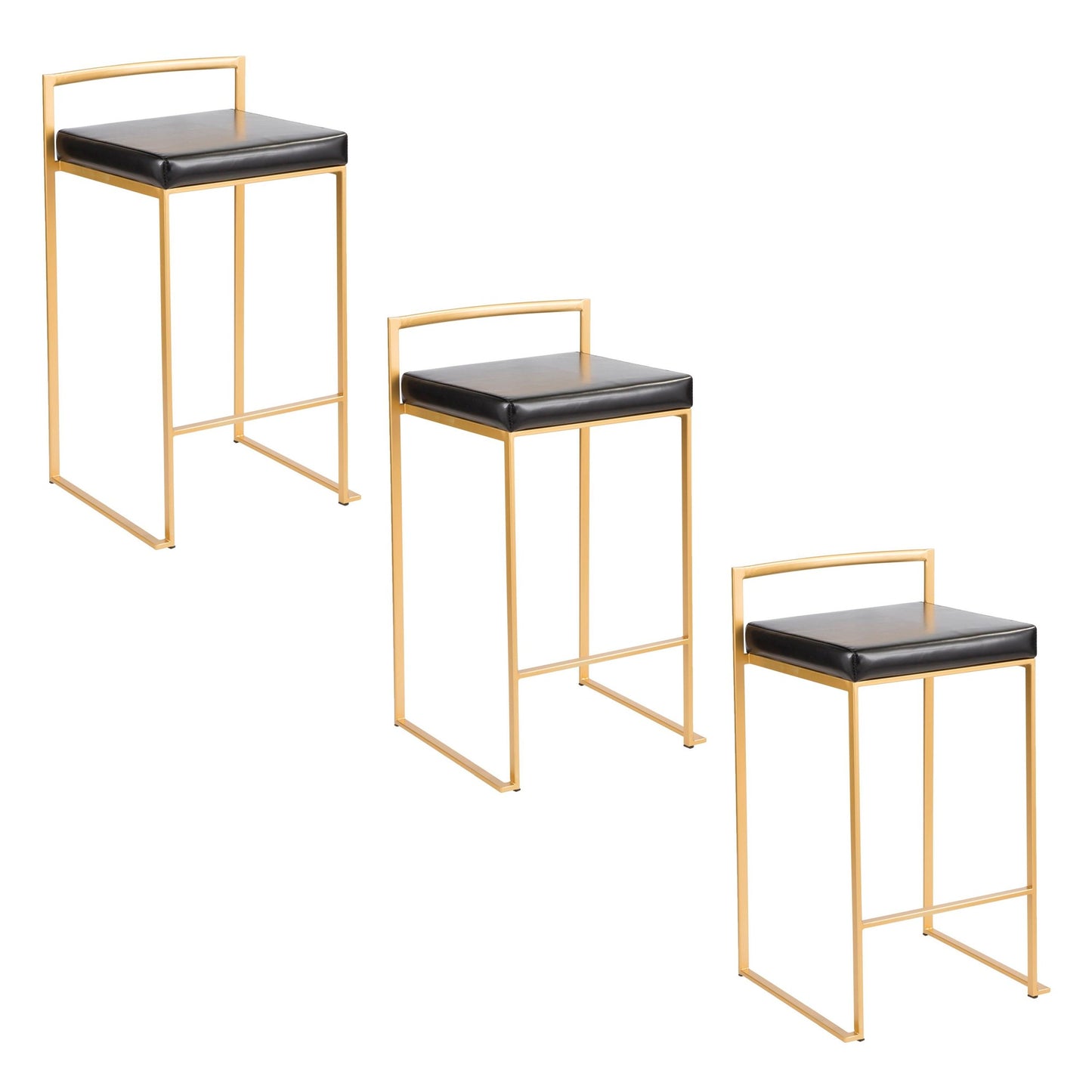 Fuji Stacker 26" Fixed-Height Counter Stool - Set of 3 By LumiSource - B26-FUJIPU AUBK3 | Counter Stools | Modishstore - 4