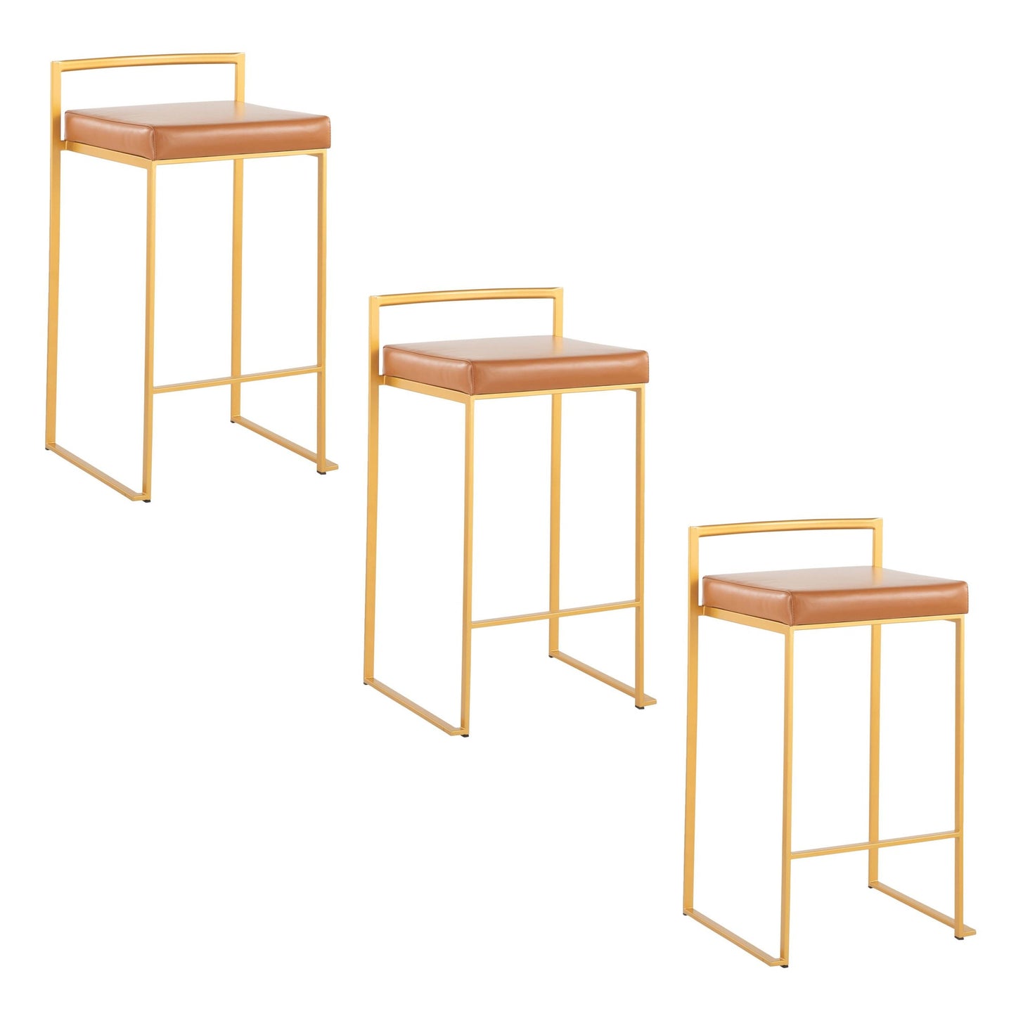 Fuji Stacker 26" Fixed-Height Counter Stool - Set of 3 By LumiSource - B26-FUJIPU AUBK3 | Counter Stools | Modishstore - 12